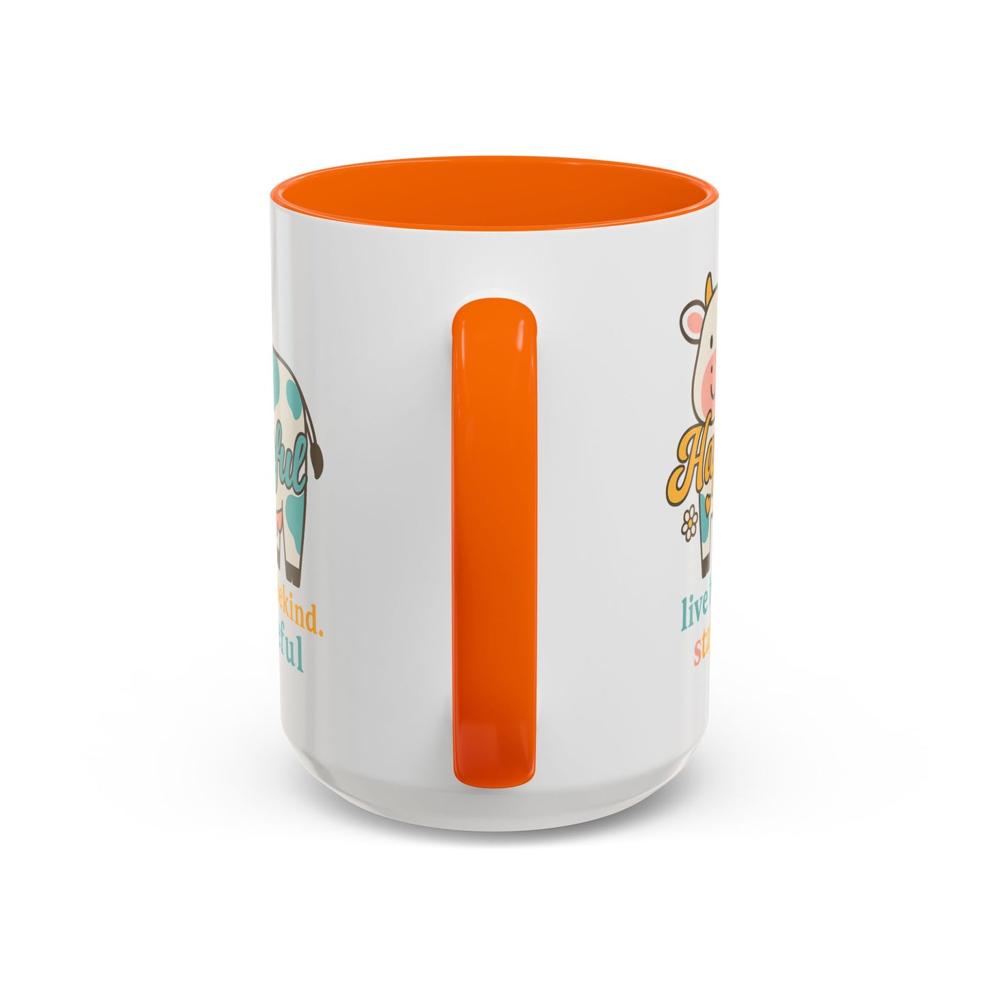 Happy Cow Mug - Hapkinful - Live Happy, Be Kind, Stay Grateful (11 & 15oz)