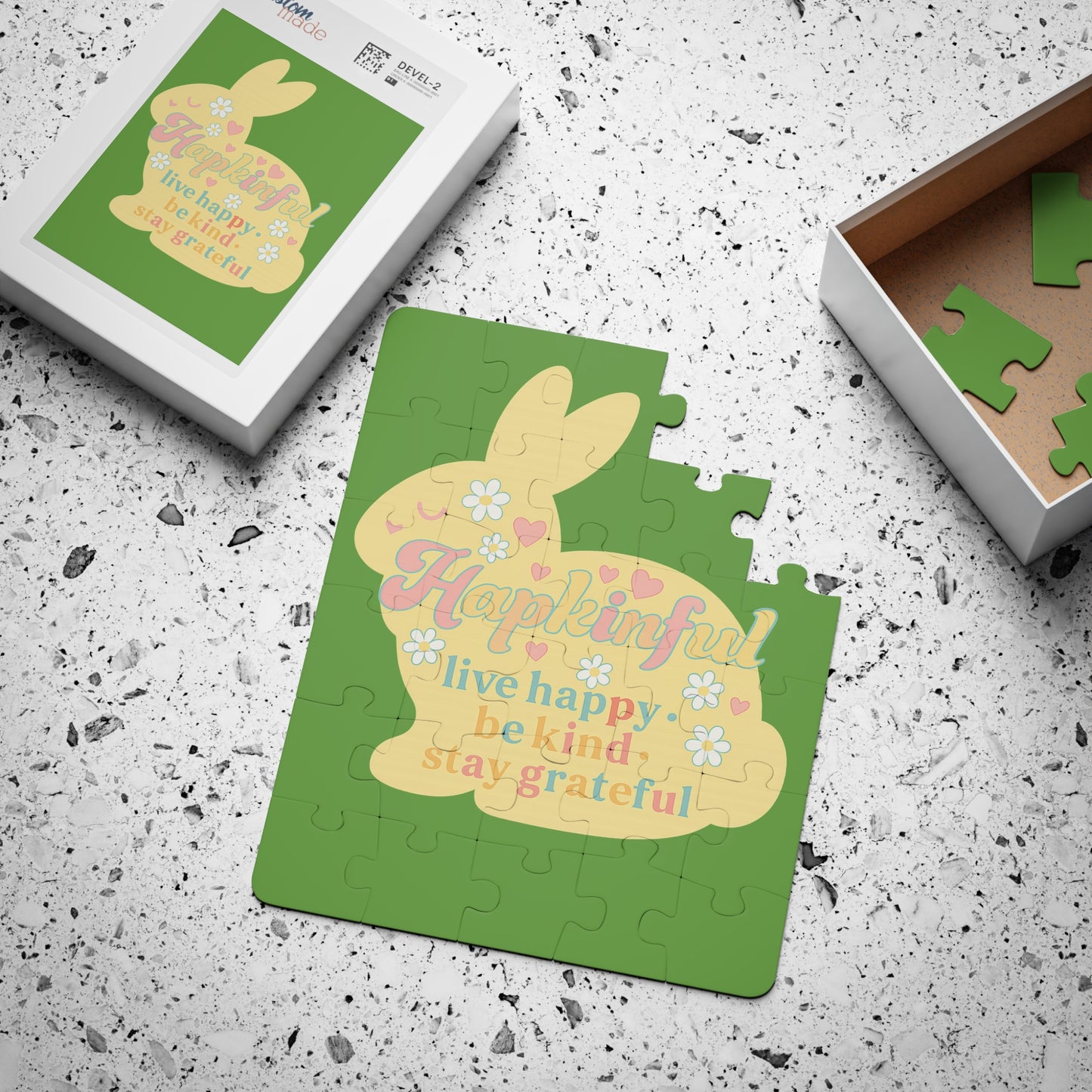 Happy Rabbit Inspirational Jigsaw Puzzle. 30 Piece. Ages 3 and up.