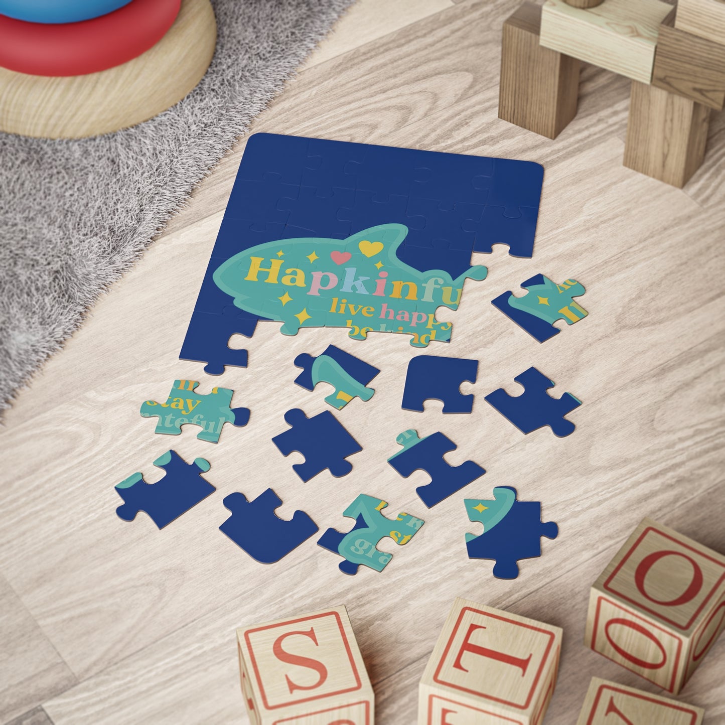 Happy Shark Inspirational Kids Jigsaw Puzzle. 30 Pieces. Ages 3 and up.