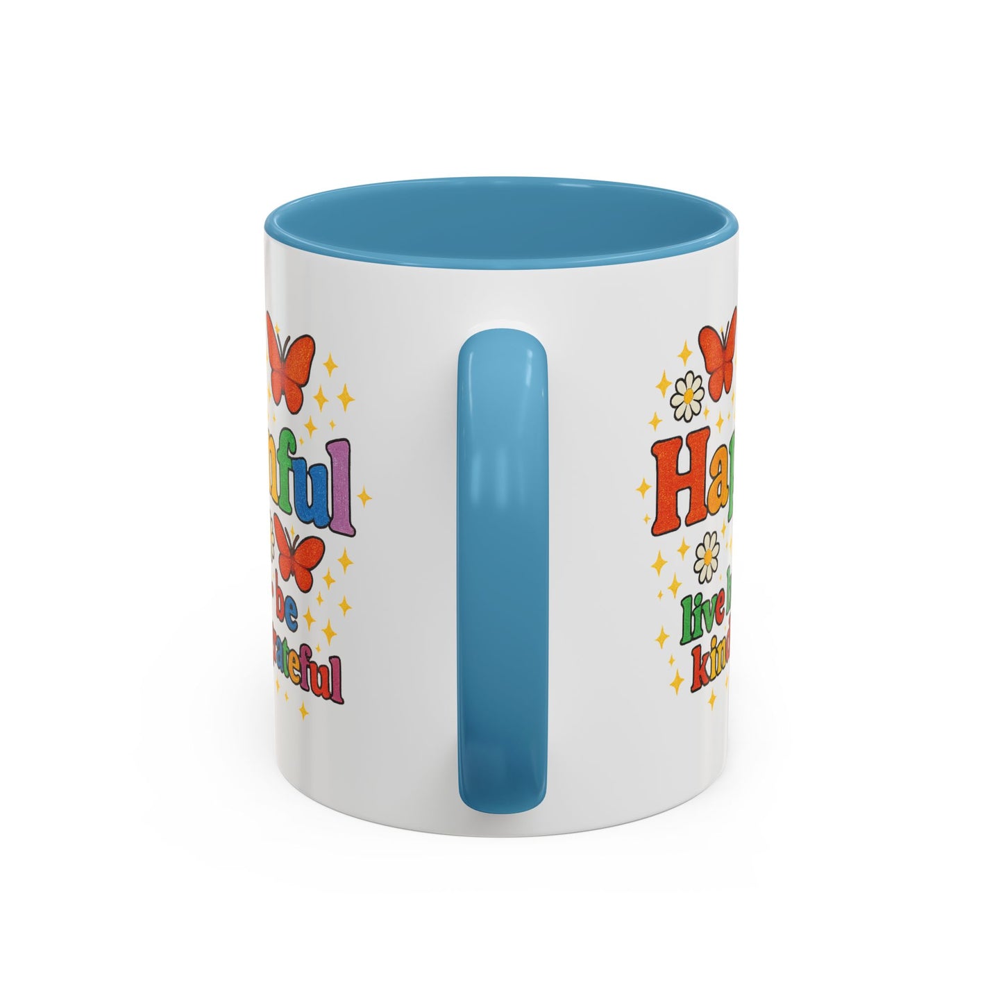Happy Groovy Butterfly Mug - Hapkinful - Live Happy Be Kind Stay Grateful 11 oz 15 oz