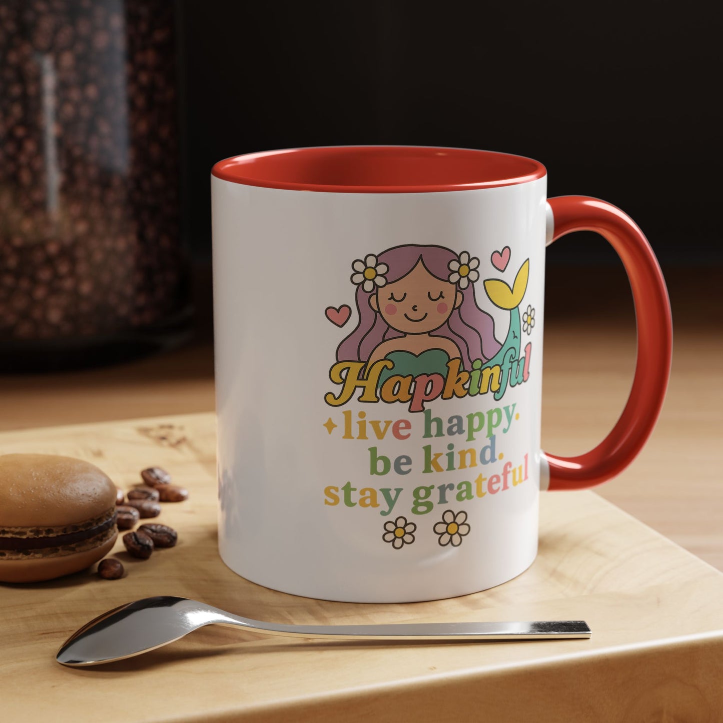 Happy Mermaid Mug - 11 & 15oz - Hapkinful Live Happy, Be Kind, Stay Grateful
