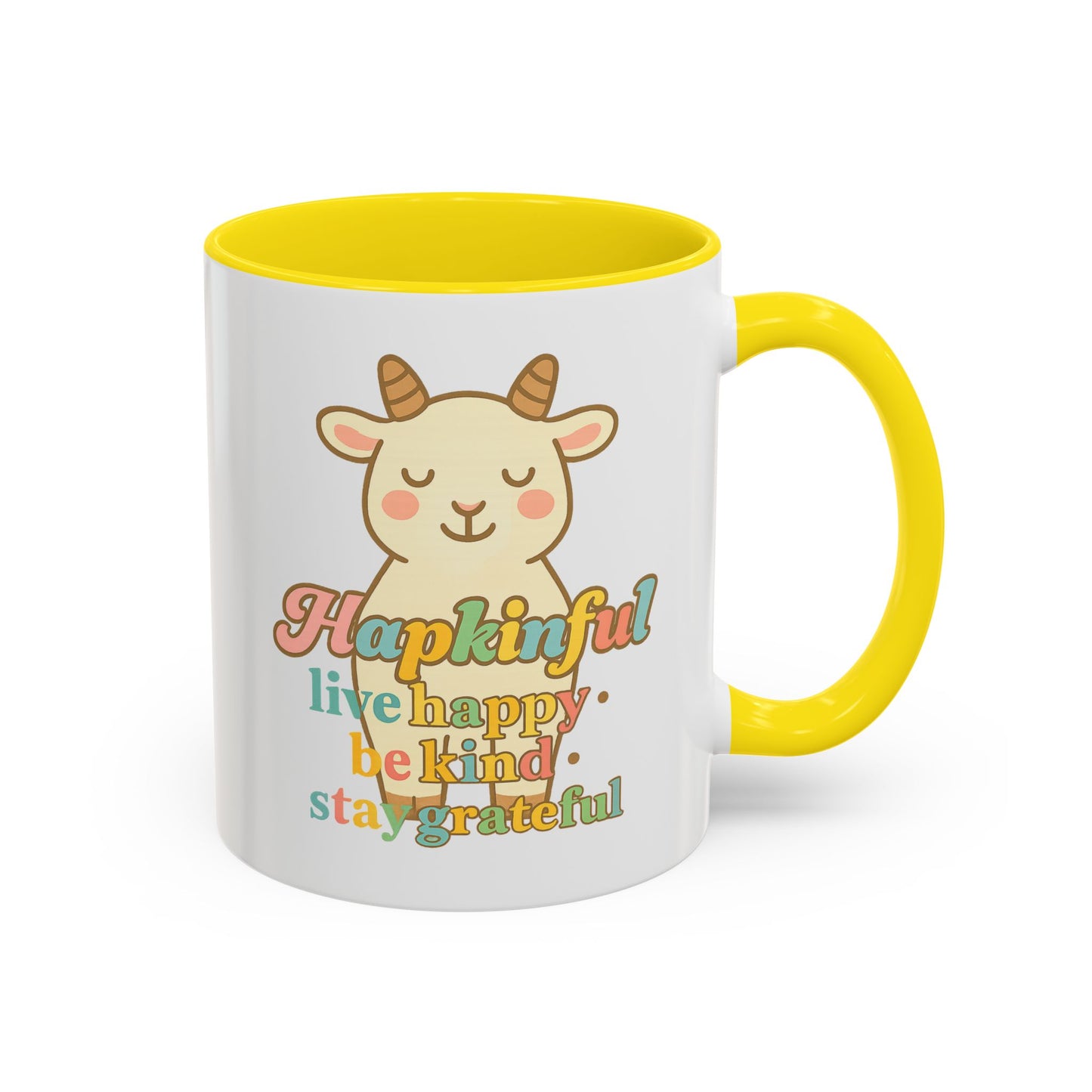 Happy Goat Mug - Hapkinful Live Happy. Be Kind. Stay Grateful