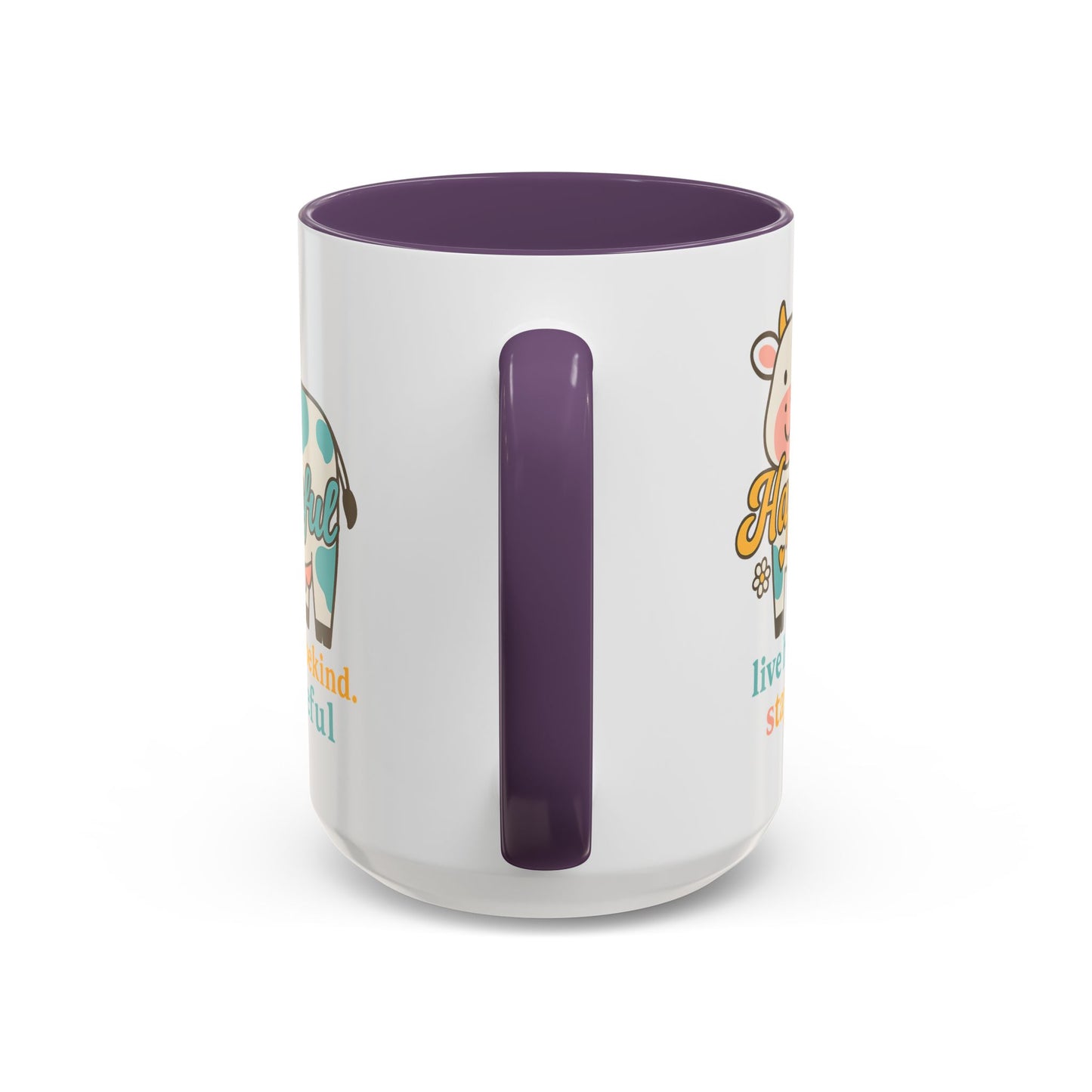 Happy Cow Mug - Hapkinful - Live Happy, Be Kind, Stay Grateful (11 & 15oz)