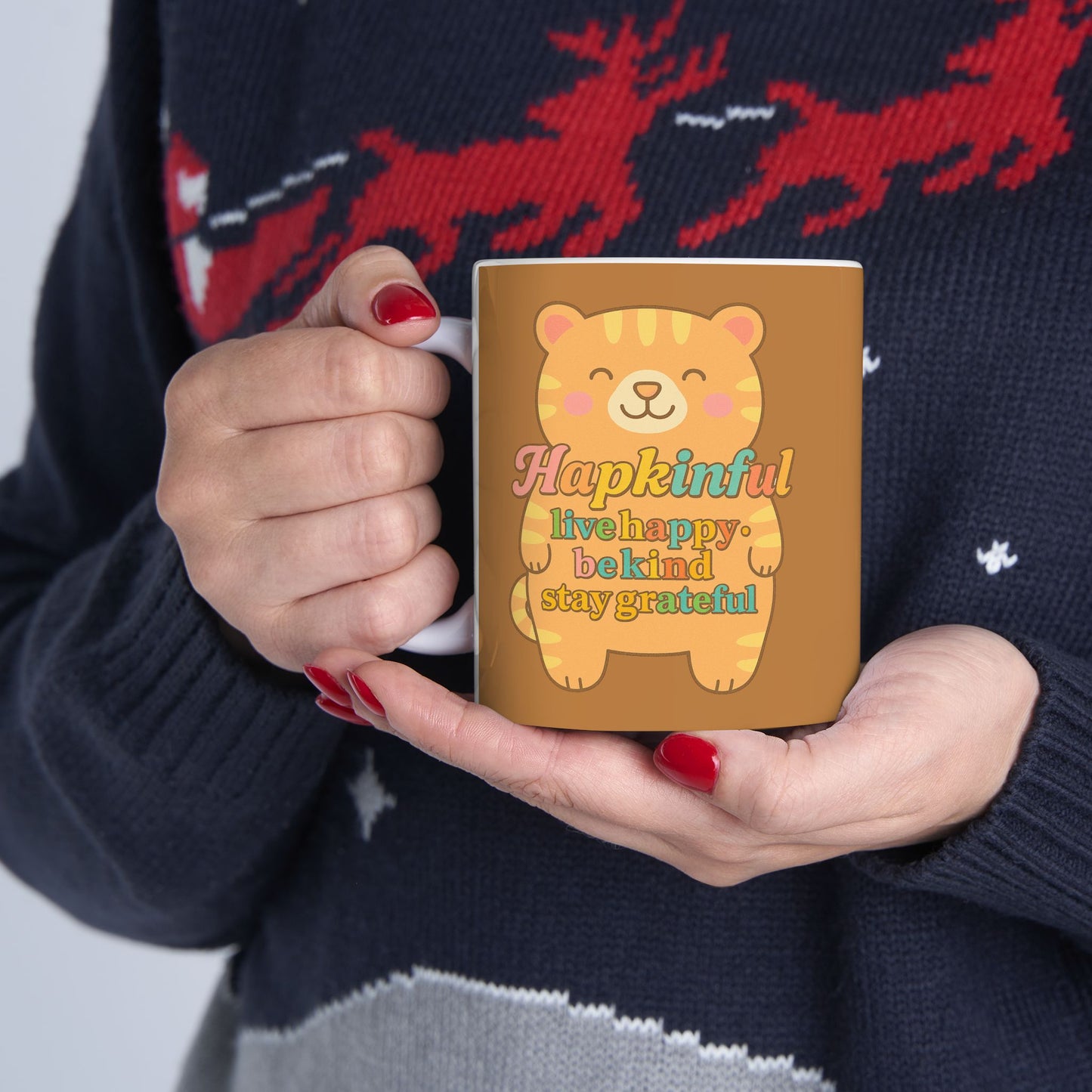 Happy Tiger Mug Hapkinful Live Happy . Be Kind . Stay Grateful