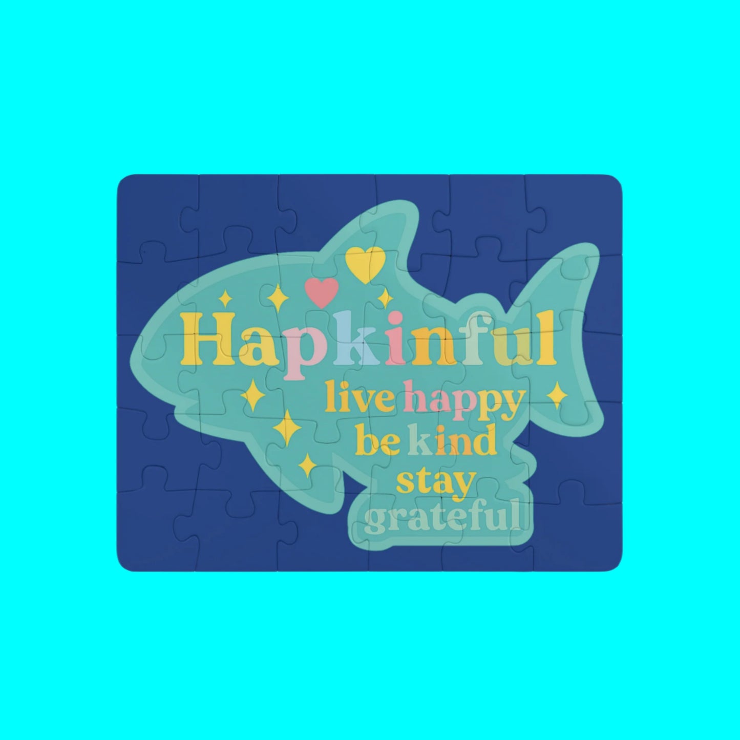 Happy Shark Inspirational Kids Jigsaw Puzzle. 30 Pieces. Ages 3 and up.