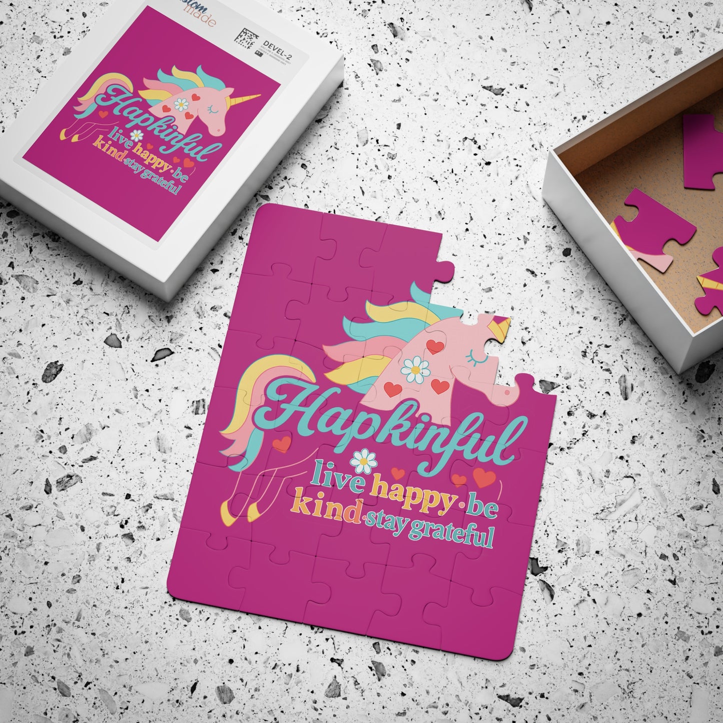 Happy Unicorn Inspirational Kids Jigsaw Puzzle. 30 Pieces. Ages 3 and up