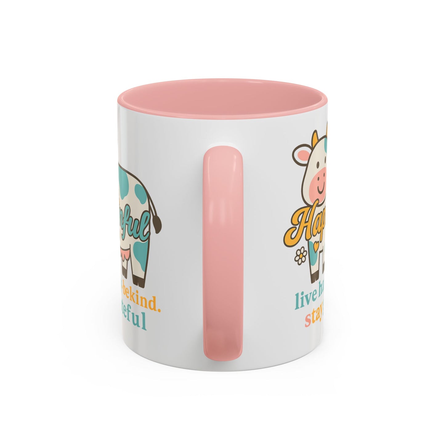 Happy Cow Mug - Hapkinful - Live Happy, Be Kind, Stay Grateful (11 & 15oz)