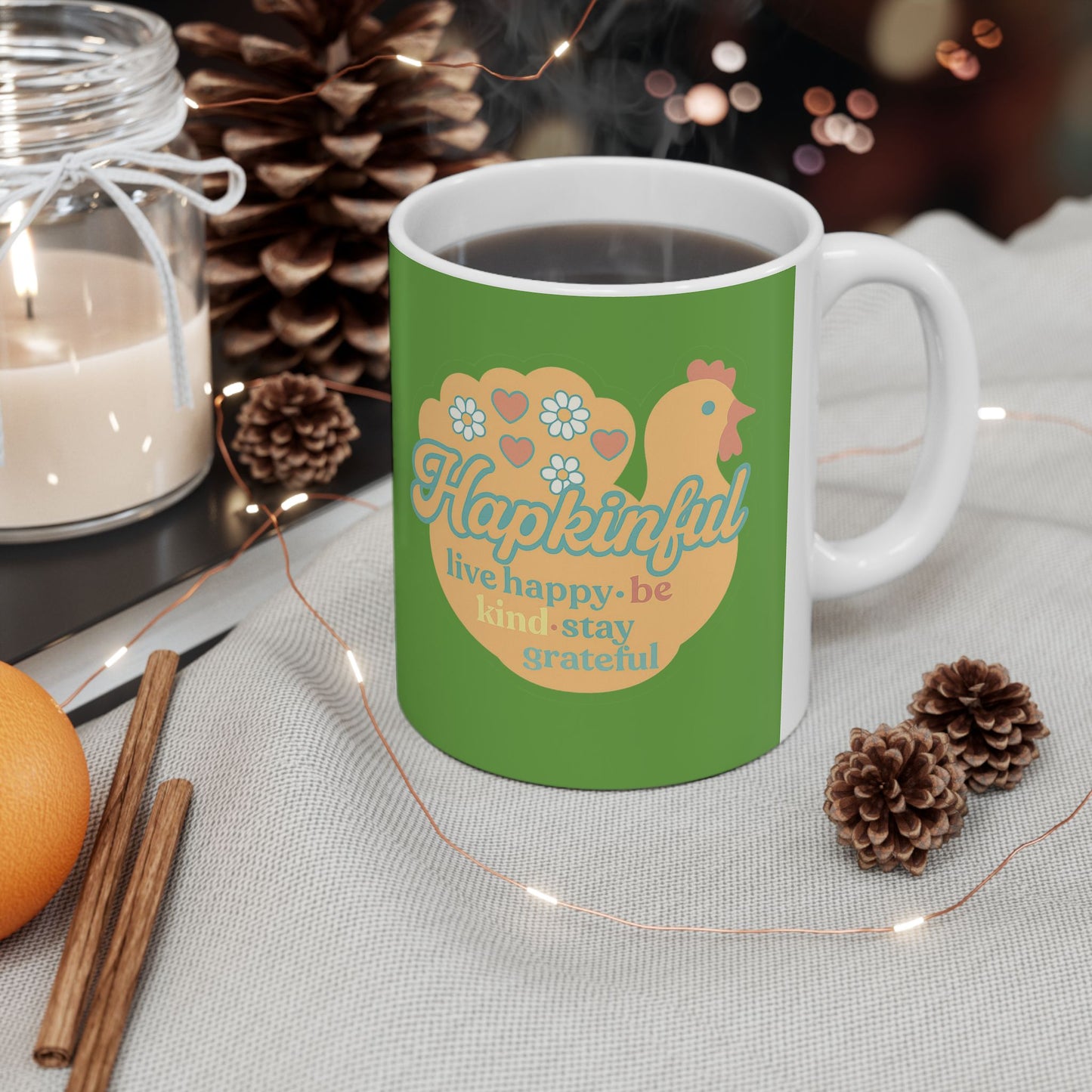 Happy Turkey Mug Hapkinful Live Happy . Be Kind . Stay Kind 11 oz