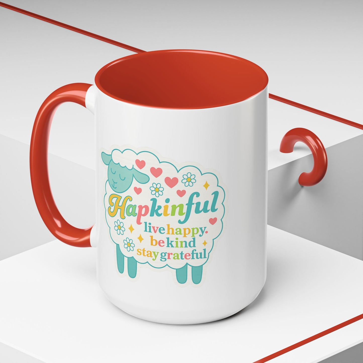 Happy Sheep Mug – Hapkinful Live Happy, Stay Grateful