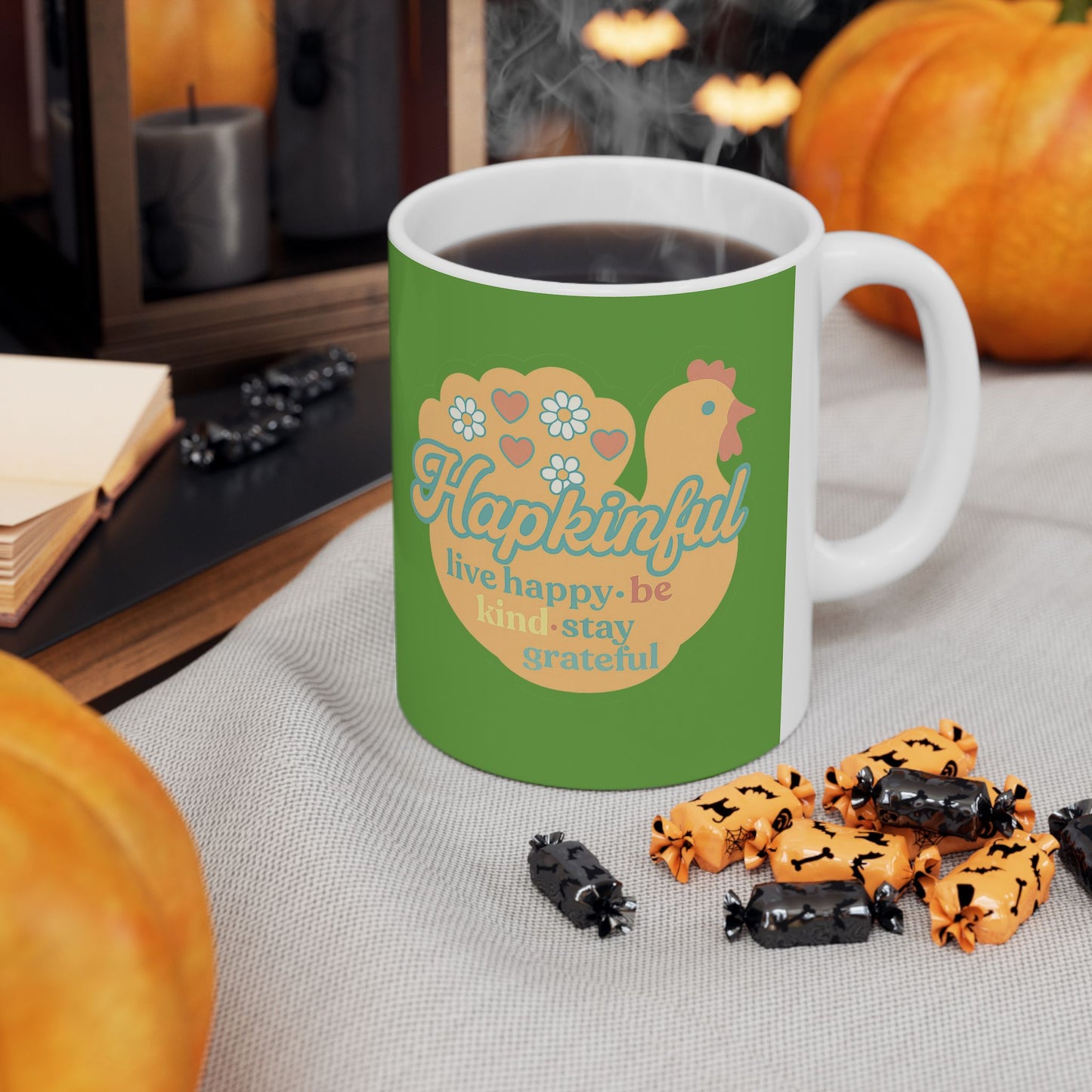 Happy Turkey Mug Hapkinful Live Happy . Be Kind . Stay Kind 11 oz