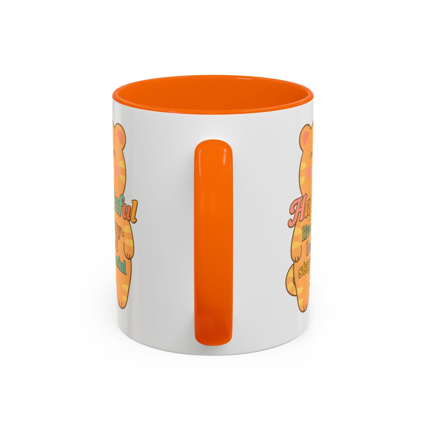Happy Tiger Mug - Hapkinful Live Happy, Stay Grateful - Perfect Gift for Cat Lovers