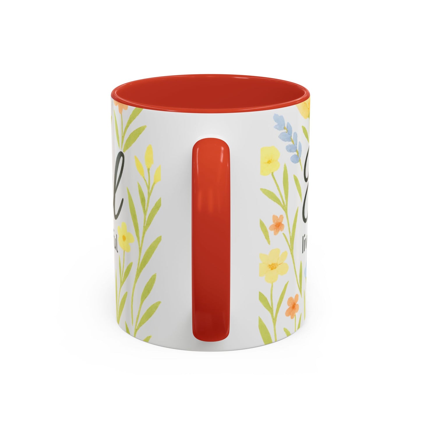 Hapkinful Wildflower Mugs. Inspirational Floral Coffee Mug - 'Live Happy, Be Kind, Stay Grateful'