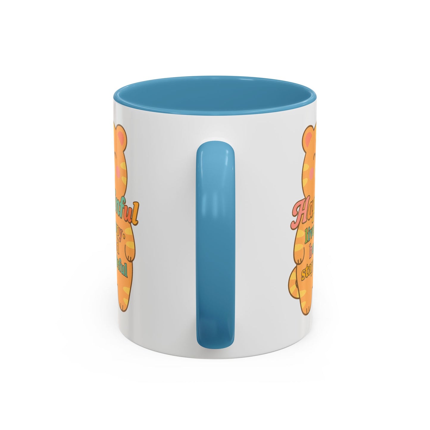 Happy Tiger Mug - Hapkinful Live Happy, Stay Grateful - Perfect Gift for Cat Lovers