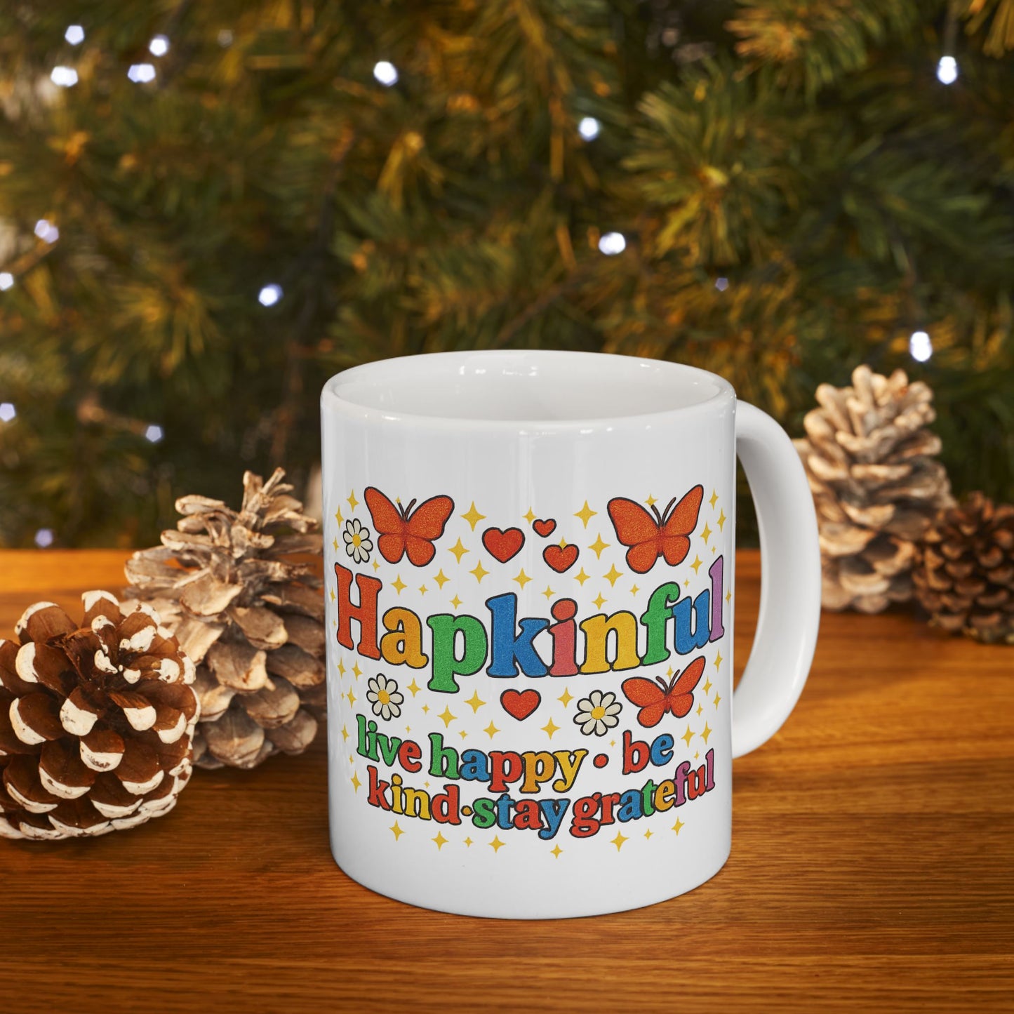 Happy Groovy Butterfly White Mug - Hapkinful - Live Happy. Be Kind. Stay Grateful