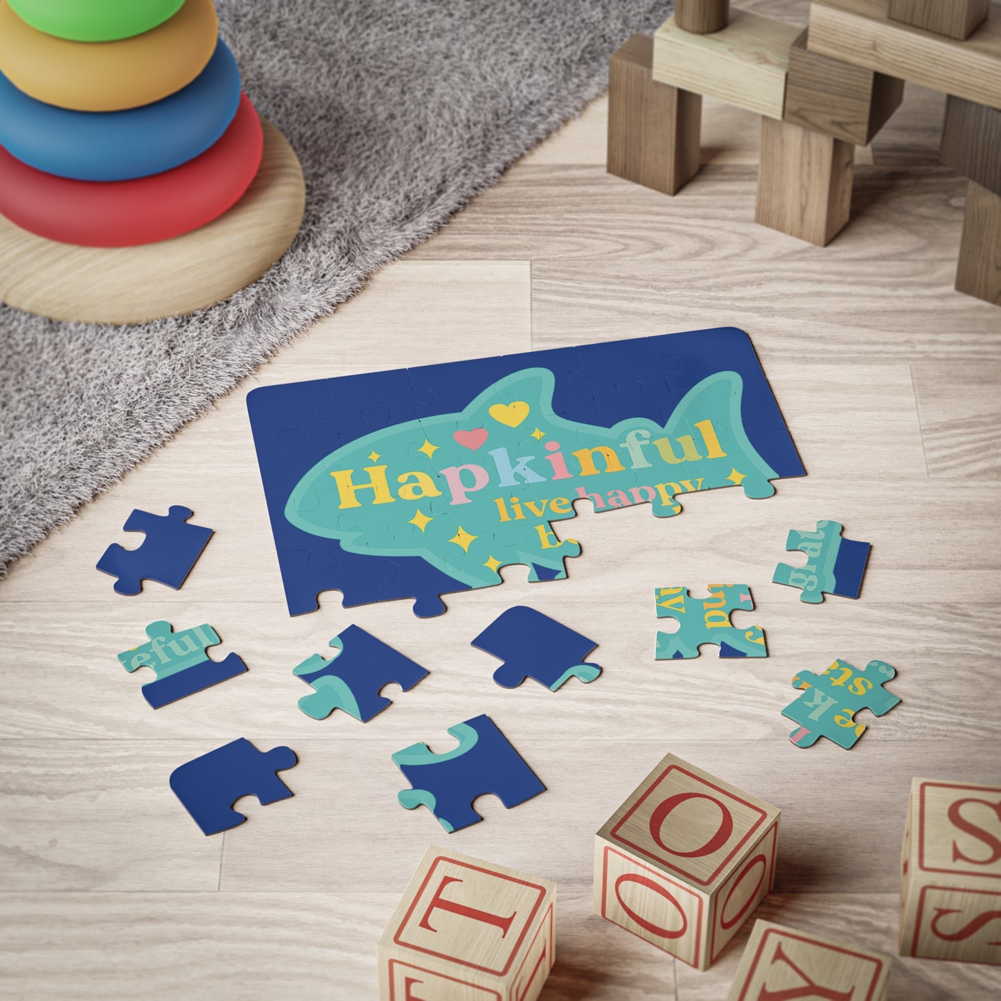 Happy Shark Inspirational Kids Jigsaw Puzzle. 30 Pieces. Ages 3 and up.