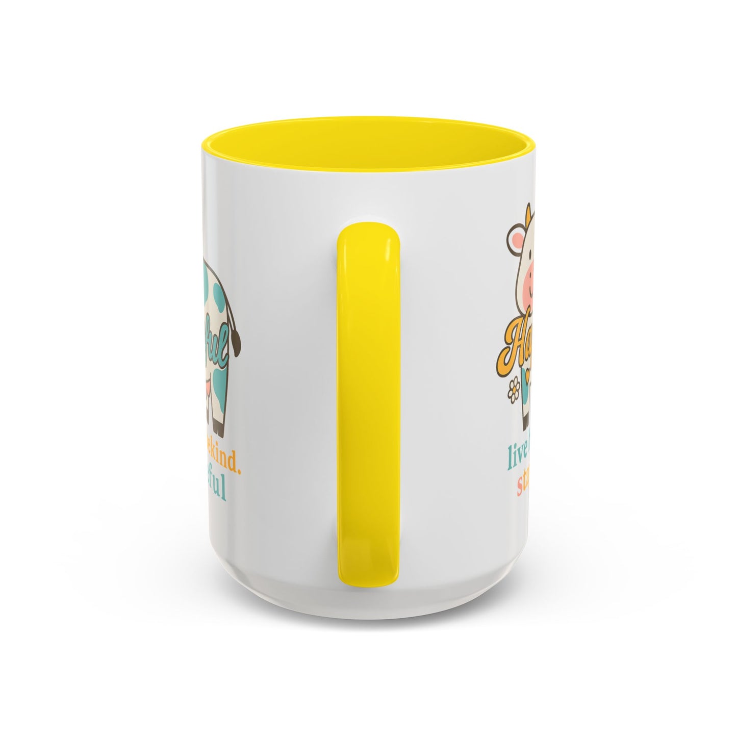Happy Cow Mug - Hapkinful - Live Happy, Be Kind, Stay Grateful (11 & 15oz)