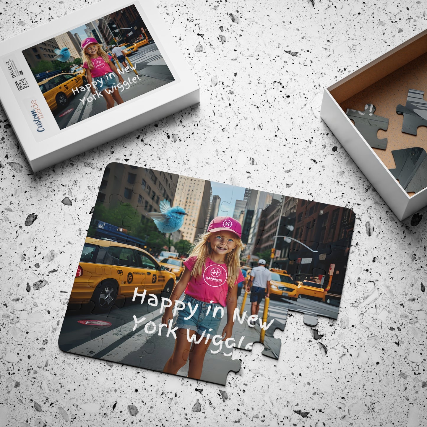 Hapkinful and Wiggle in New York Jigsaw Puzzle. "Street of New York!" 30 Pieces. Ages 3 and up.