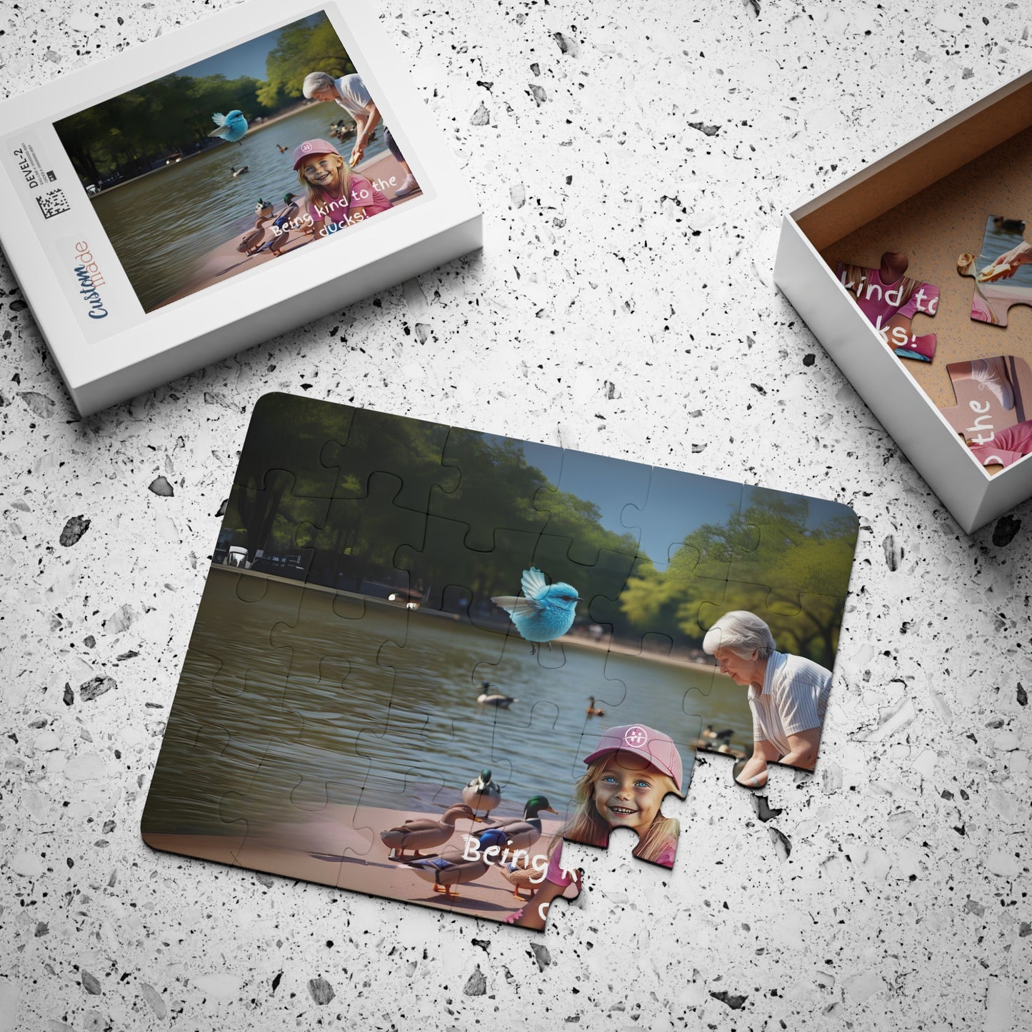 Hapkinful and Wiggle in New York Jigsaw Puzzle. "Feeding the Ducks!" 30 Pieces. Age 3 and up.