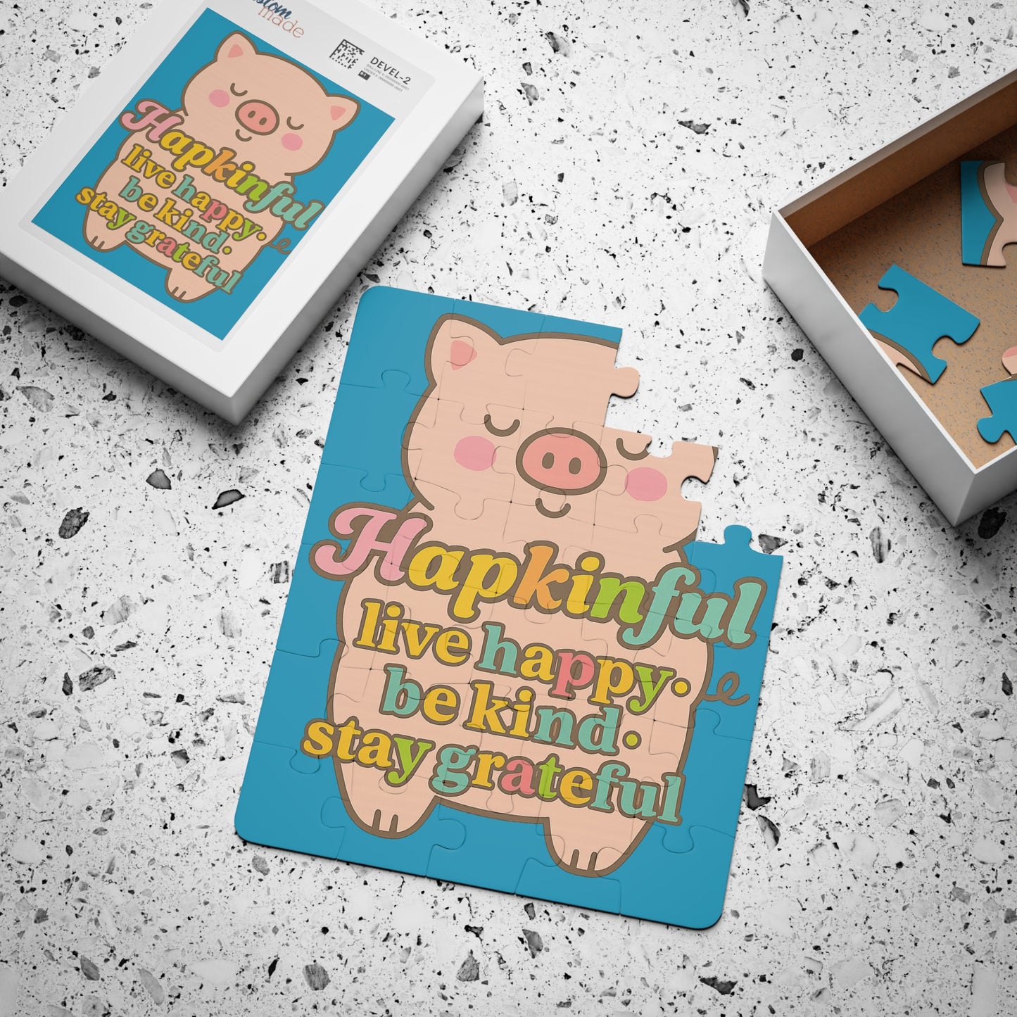 Happy Pig Inspirational Jigsaw Puzzle. 30 Pieces. Ages 3 and up.