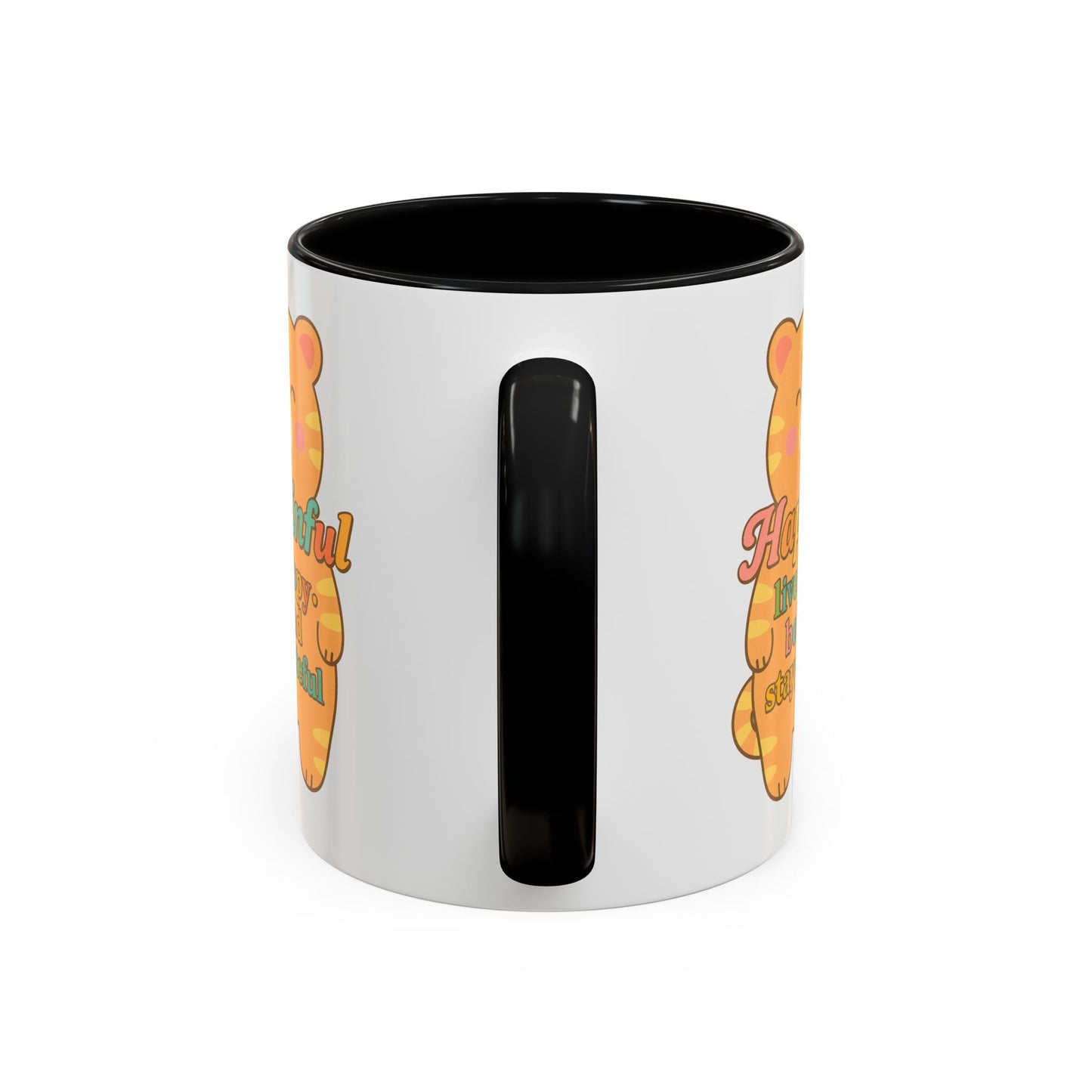 Happy Tiger Mug - Hapkinful Live Happy, Stay Grateful - Perfect Gift for Cat Lovers