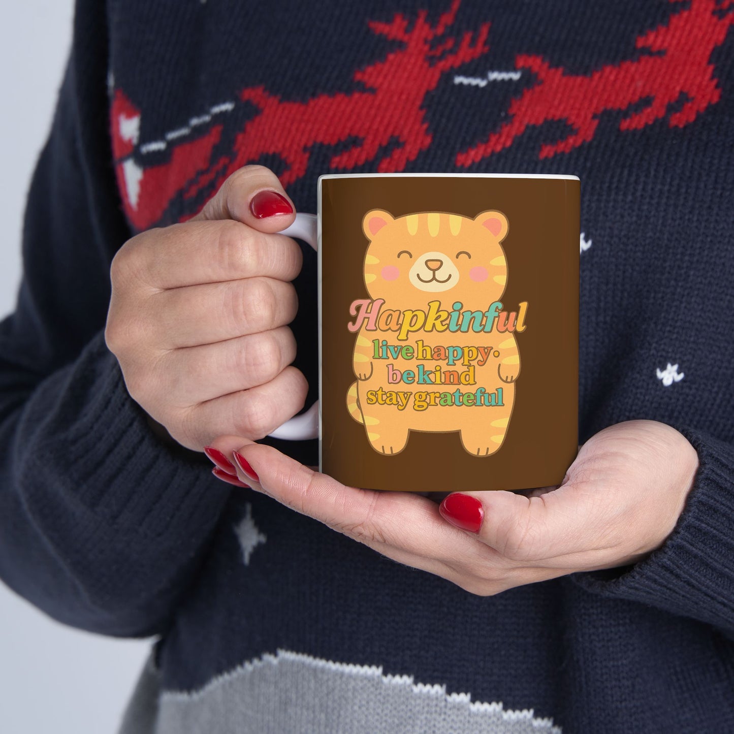 Happy Bear Mug - Hapkinful Live Happy. Be Kind . Stay Grateful