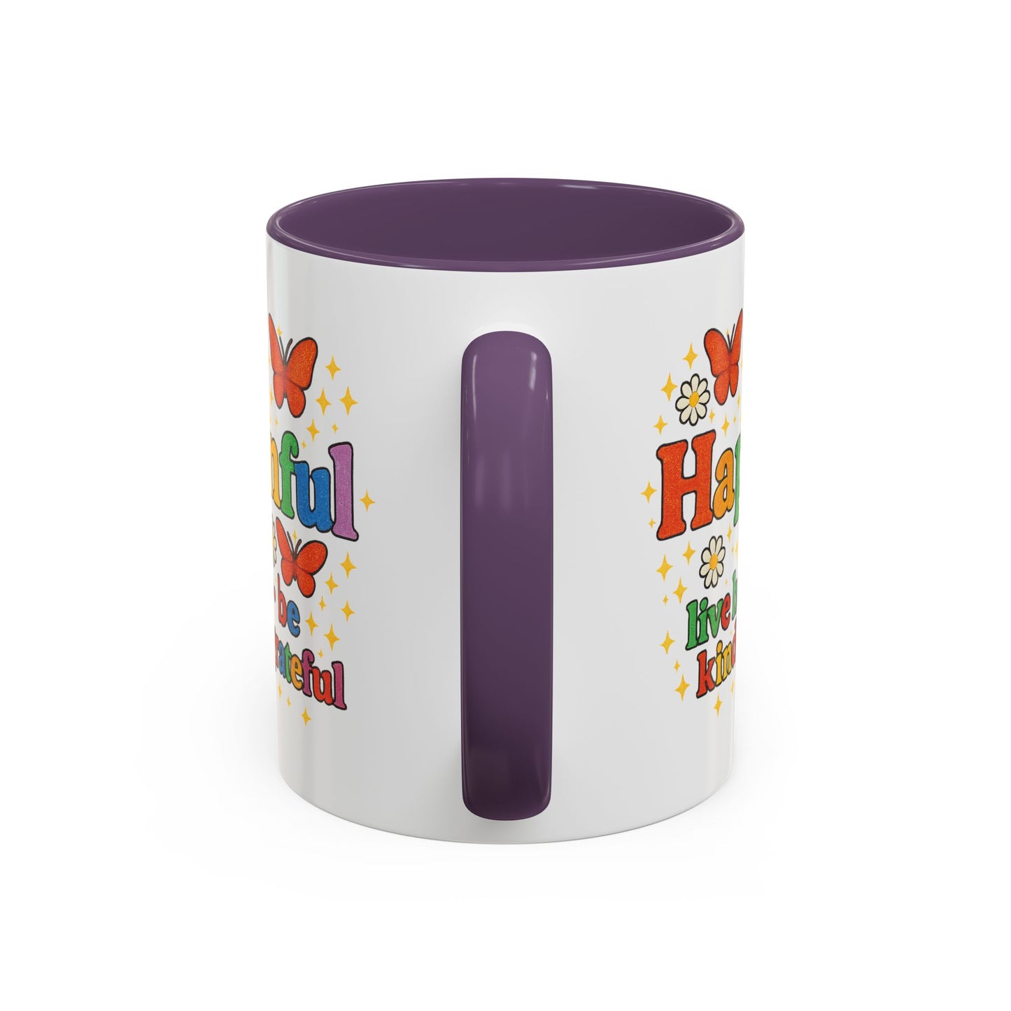 Happy Groovy Butterfly Mug - Hapkinful - Live Happy Be Kind Stay Grateful 11 oz 15 oz