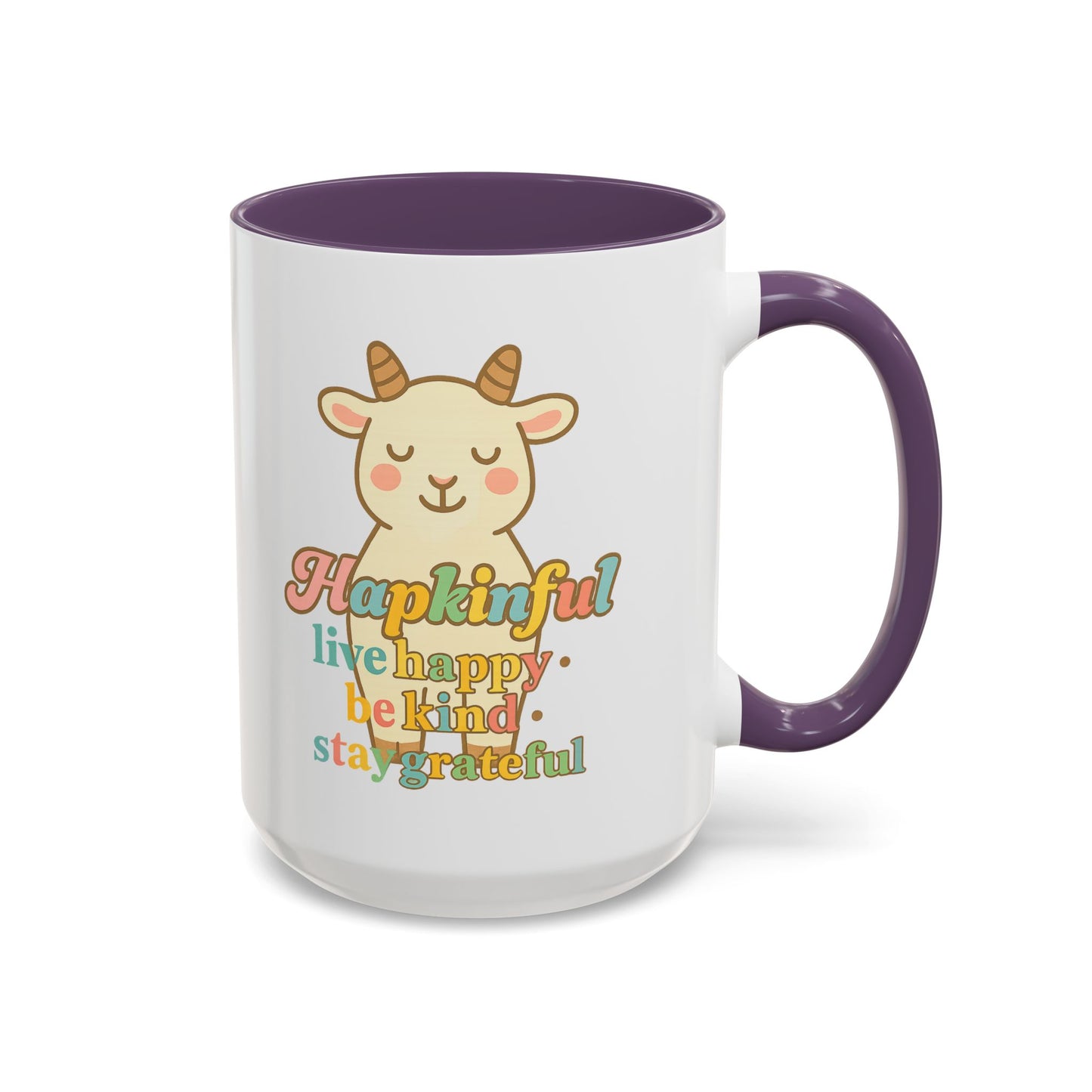 Happy Goat Mug - Hapkinful Live Happy. Be Kind. Stay Grateful