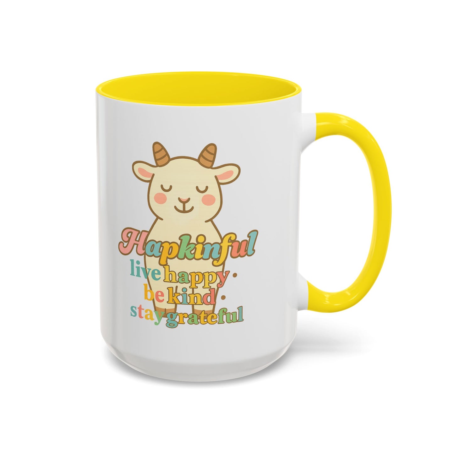 Happy Goat Mug - Hapkinful Live Happy. Be Kind. Stay Grateful