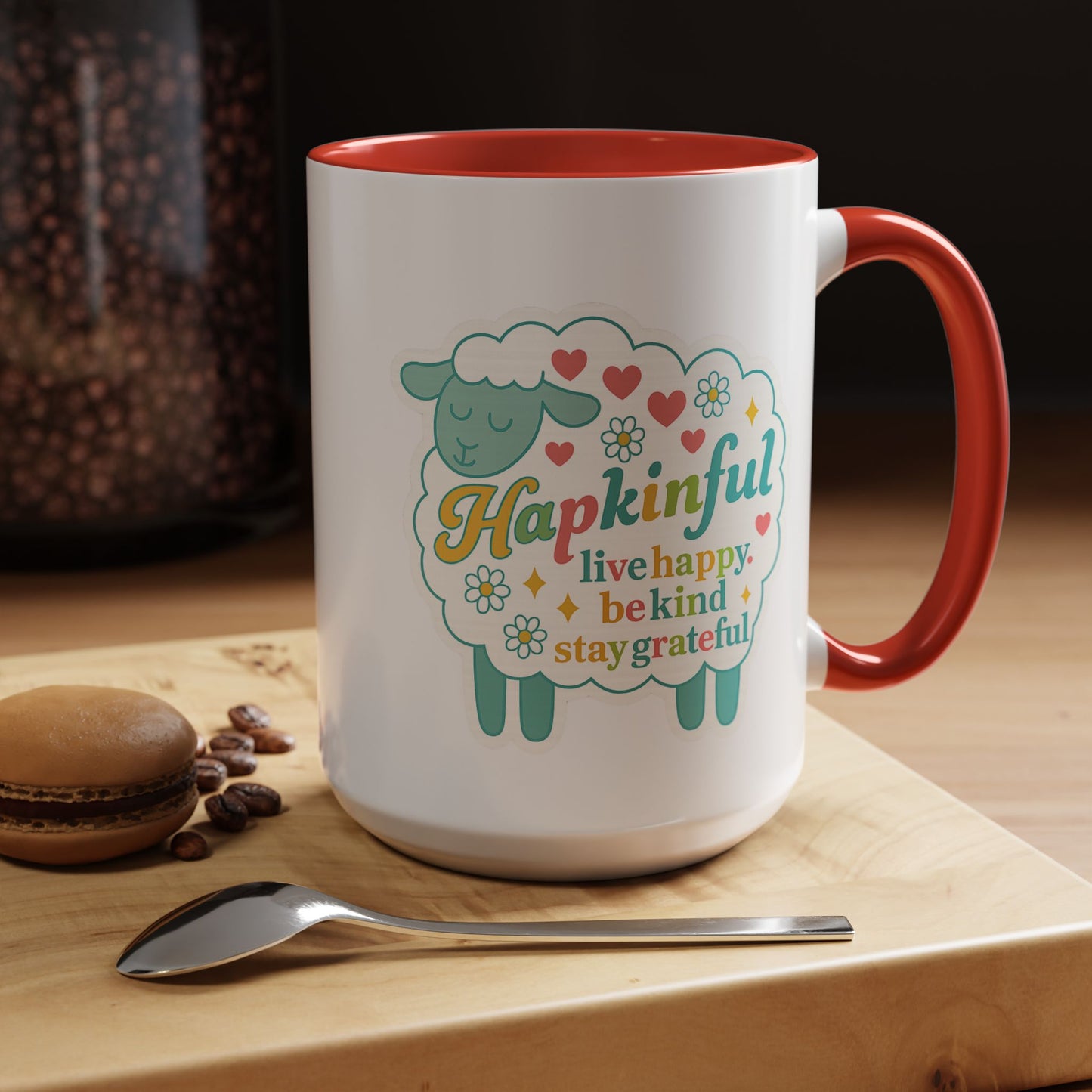 Happy Sheep Mug – Hapkinful Live Happy, Stay Grateful