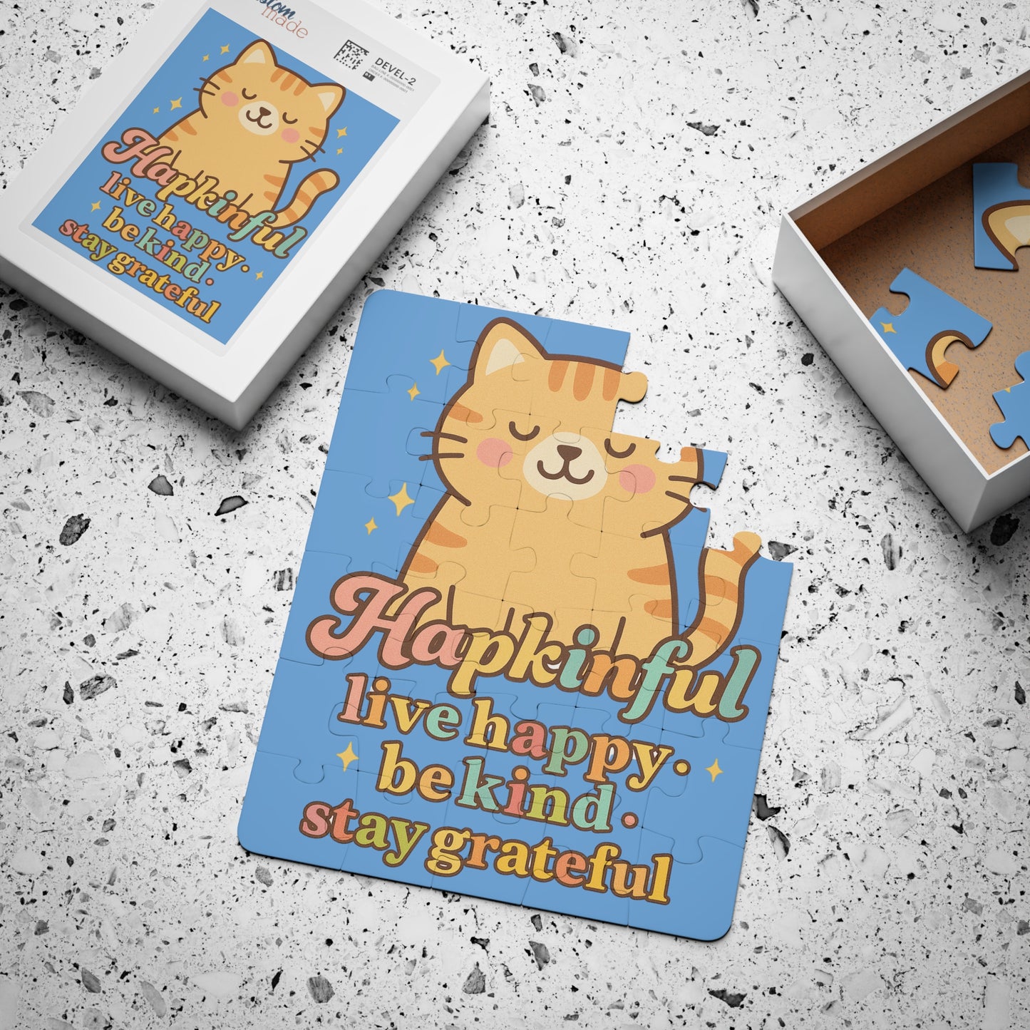 Happy Cat Inspirational Kids Jigsaw Puzzle. 30 Pieces. Ages 3 and up.