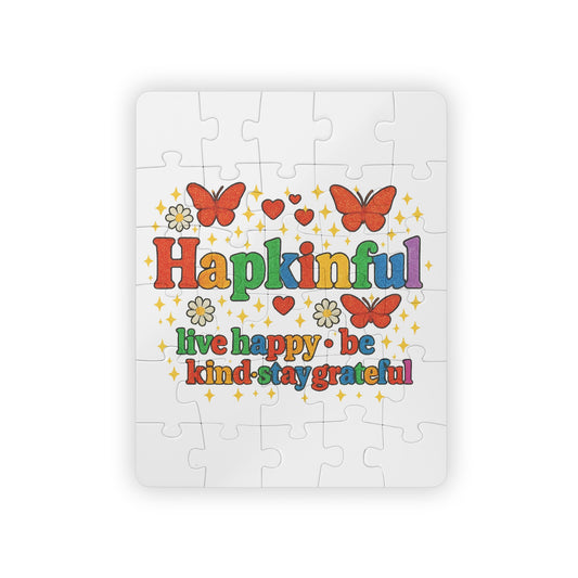Happy Groovy Kid's Jigsaw Puzzle. Hapkinful - Live Happy. Be Kind. Stay Grateful. 30 piece.