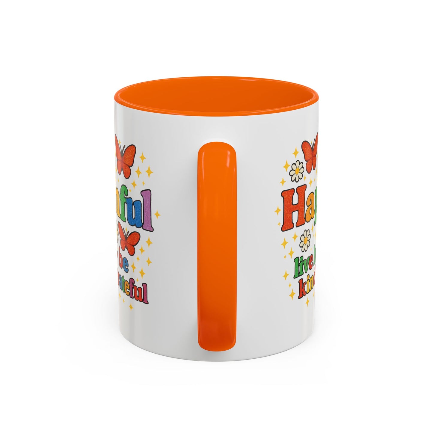 Happy Groovy Butterfly Mug - Hapkinful - Live Happy Be Kind Stay Grateful 11 oz 15 oz