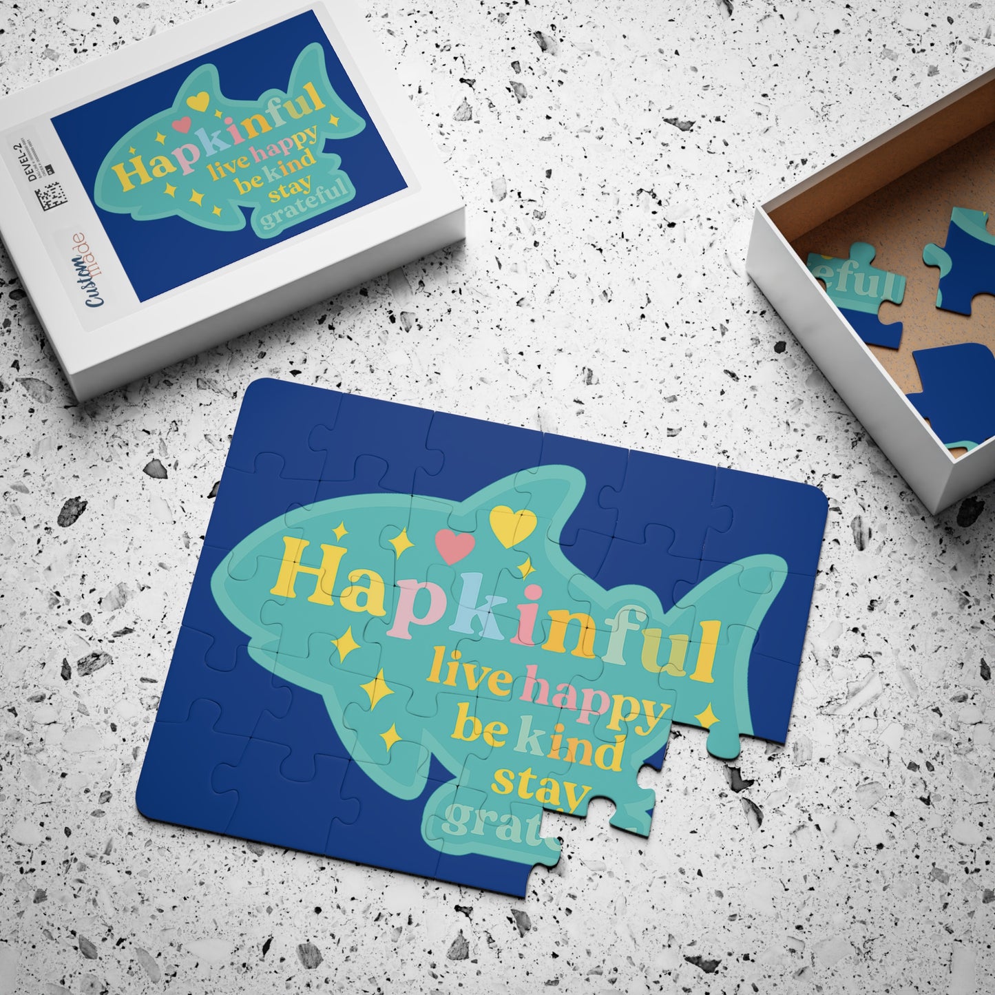 Happy Shark Inspirational Kids Jigsaw Puzzle. 30 Pieces. Ages 3 and up.