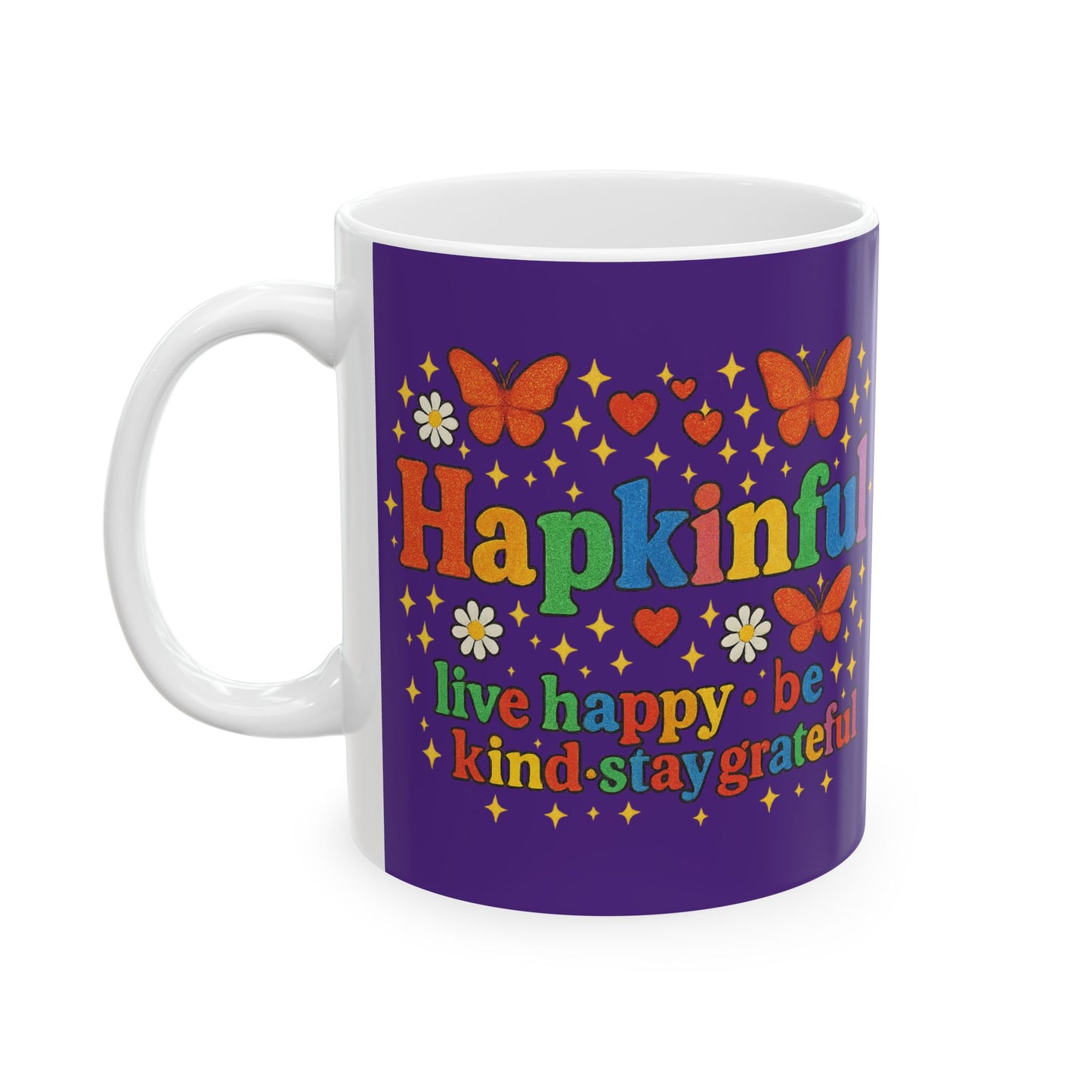 Happy Groovy Butterfly Blue Mug - Hapkinful - Live Happy. Be Kind. Stay Grateful 11oz