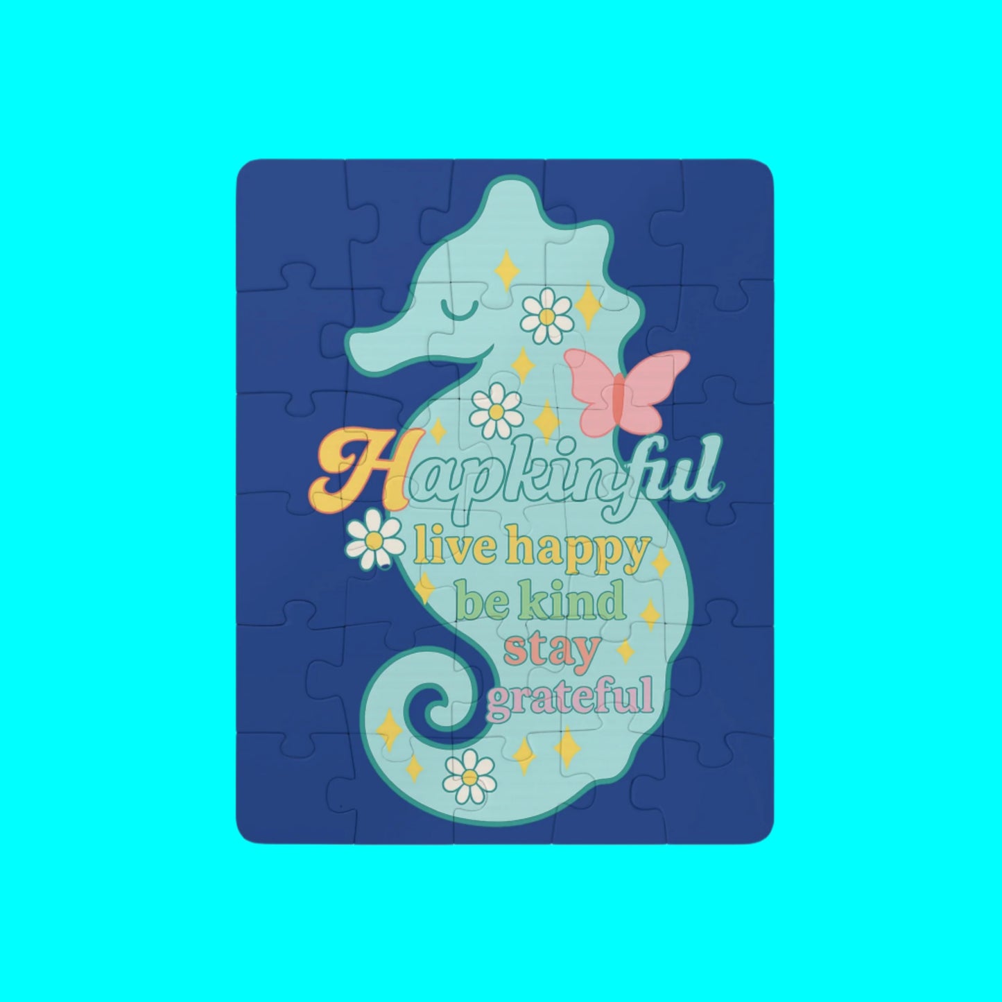 Happy Seahorse Inspirational Kids Jigsaw Puzzle. 30 Pieces. Ages 3 and up.