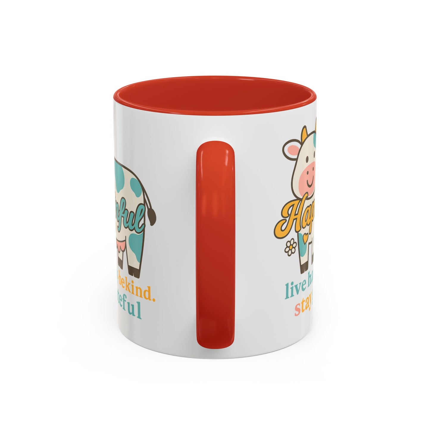 Happy Cow Mug - Hapkinful - Live Happy, Be Kind, Stay Grateful (11 & 15oz)