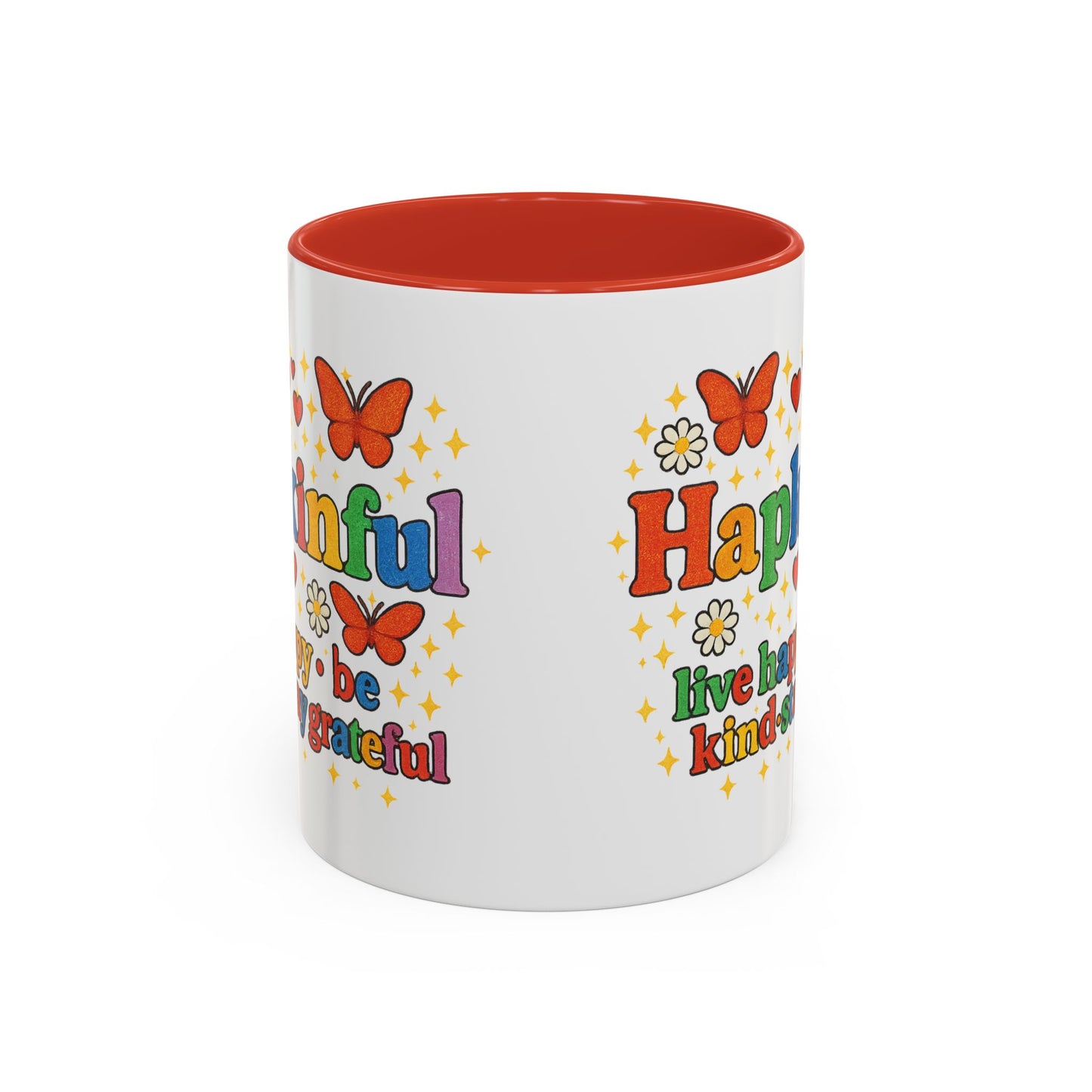Happy Groovy Butterfly Mug - Hapkinful - Live Happy Be Kind Stay Grateful 11 oz 15 oz