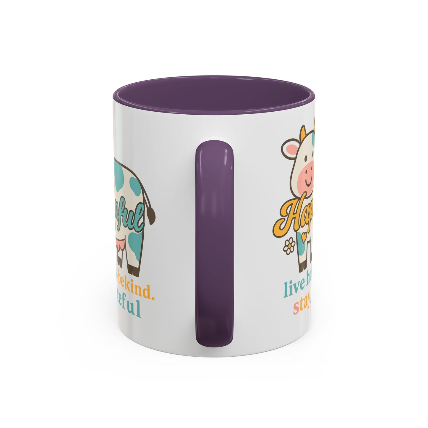 Happy Cow Mug - Hapkinful - Live Happy, Be Kind, Stay Grateful (11 & 15oz)