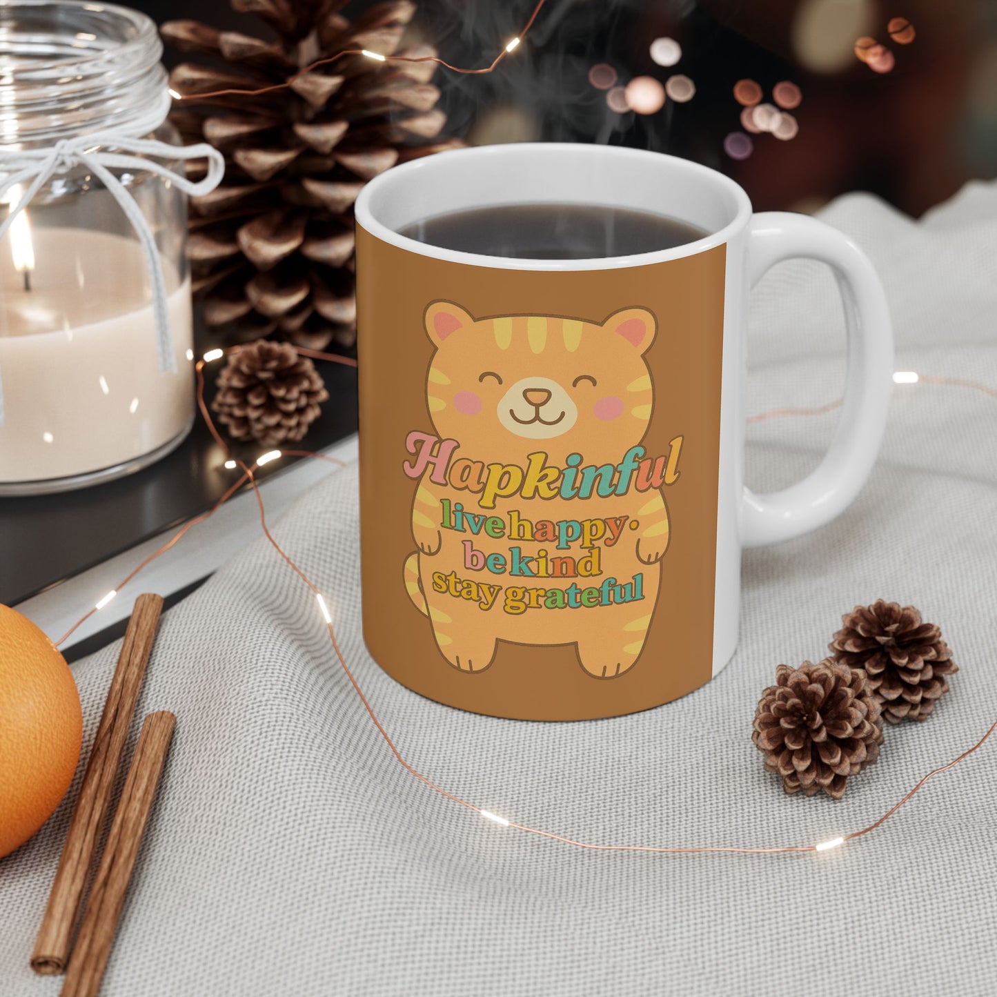 Happy Tiger Mug Hapkinful Live Happy . Be Kind . Stay Grateful