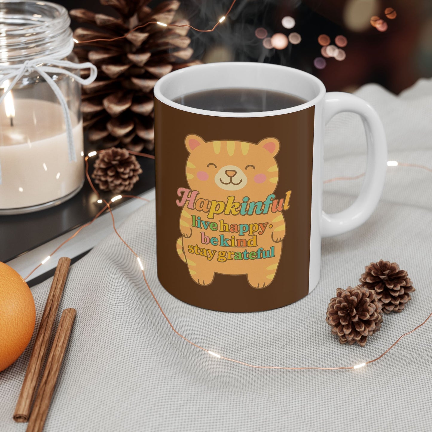 Happy Bear Mug - Hapkinful Live Happy. Be Kind . Stay Grateful