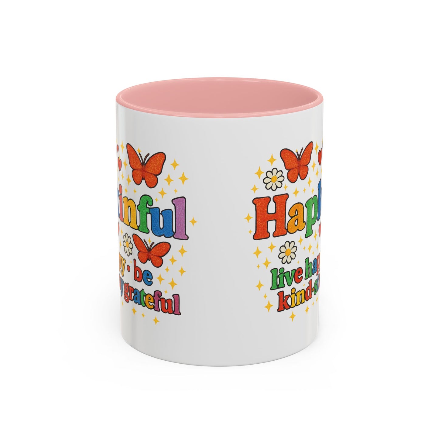 Happy Groovy Butterfly Mug - Hapkinful - Live Happy Be Kind Stay Grateful 11 oz 15 oz