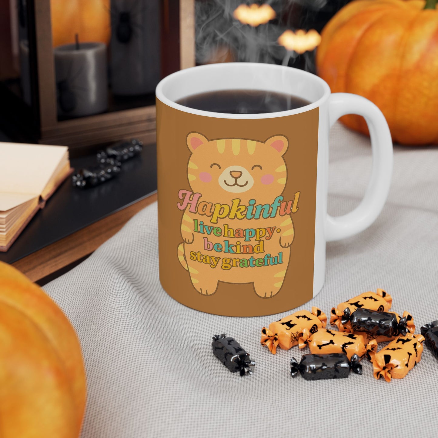 Happy Tiger Mug Hapkinful Live Happy . Be Kind . Stay Grateful