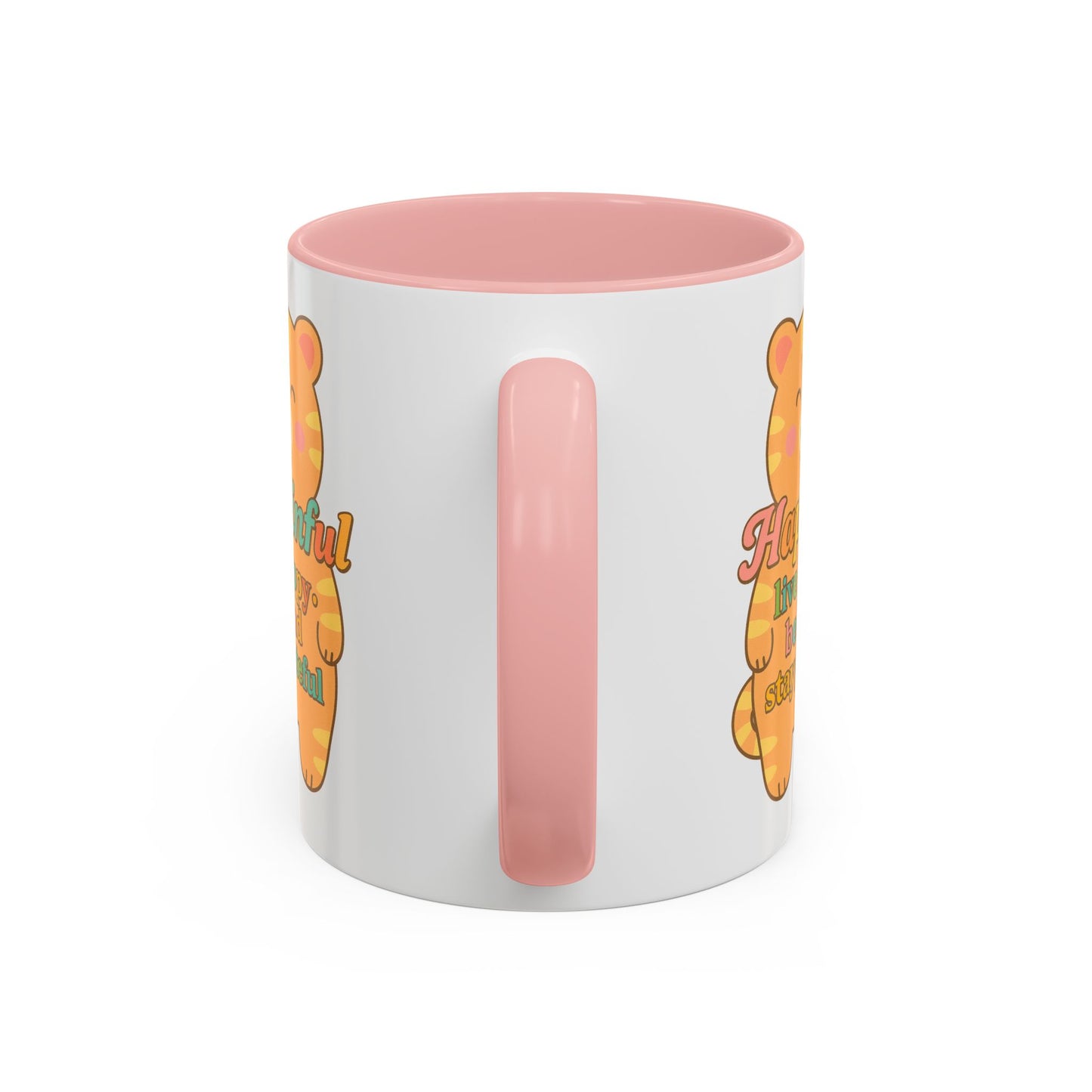 Happy Tiger Mug - Hapkinful Live Happy, Stay Grateful - Perfect Gift for Cat Lovers