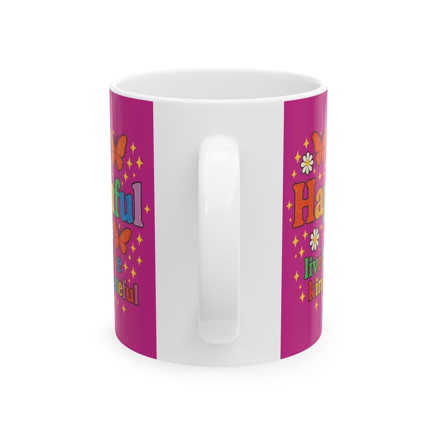 Happy Groovy Butterfly Lavender Mug - Hapkinful -Live Happy. Be Kind. Stay Grateful 11oz