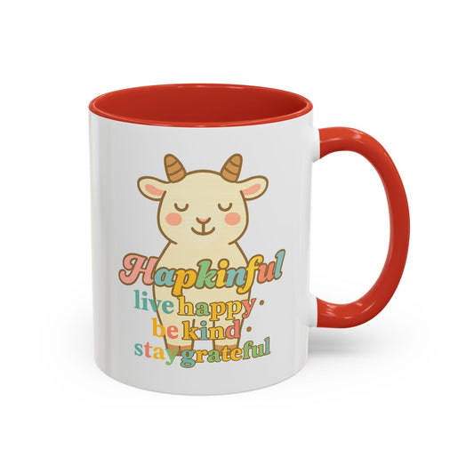 Happy Goat Mug - Hapkinful Live Happy. Be Kind. Stay Grateful