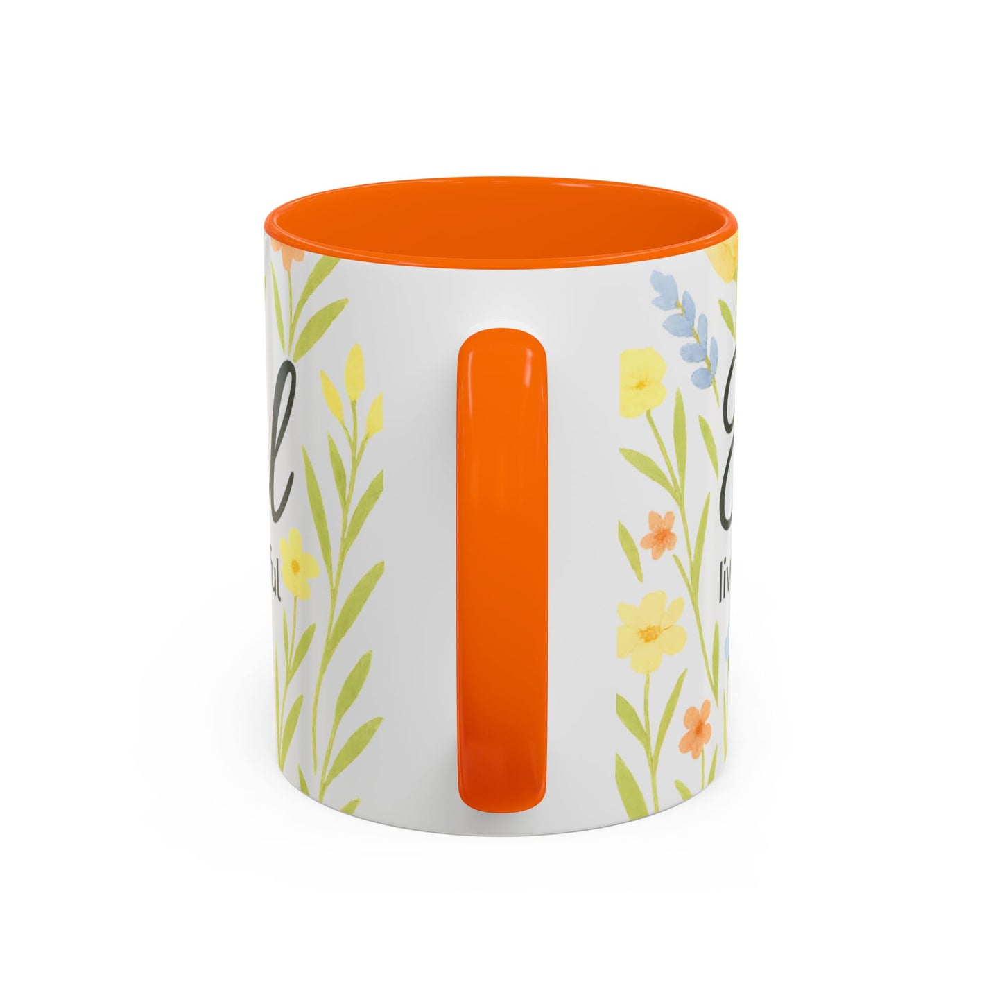 Hapkinful Wildflower Mugs. Inspirational Floral Coffee Mug - 'Live Happy, Be Kind, Stay Grateful'