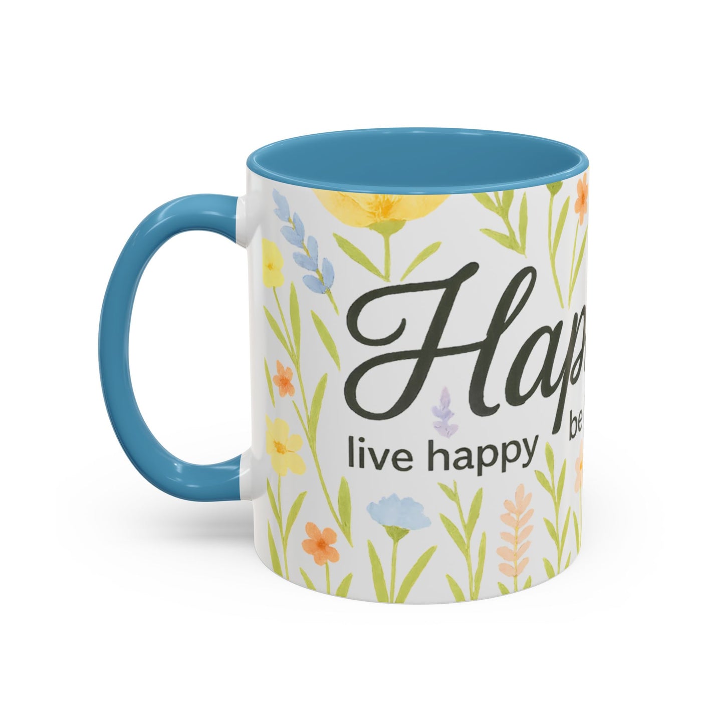 Hapkinful Wildflower Mugs. Inspirational Floral Coffee Mug - 'Live Happy, Be Kind, Stay Grateful'