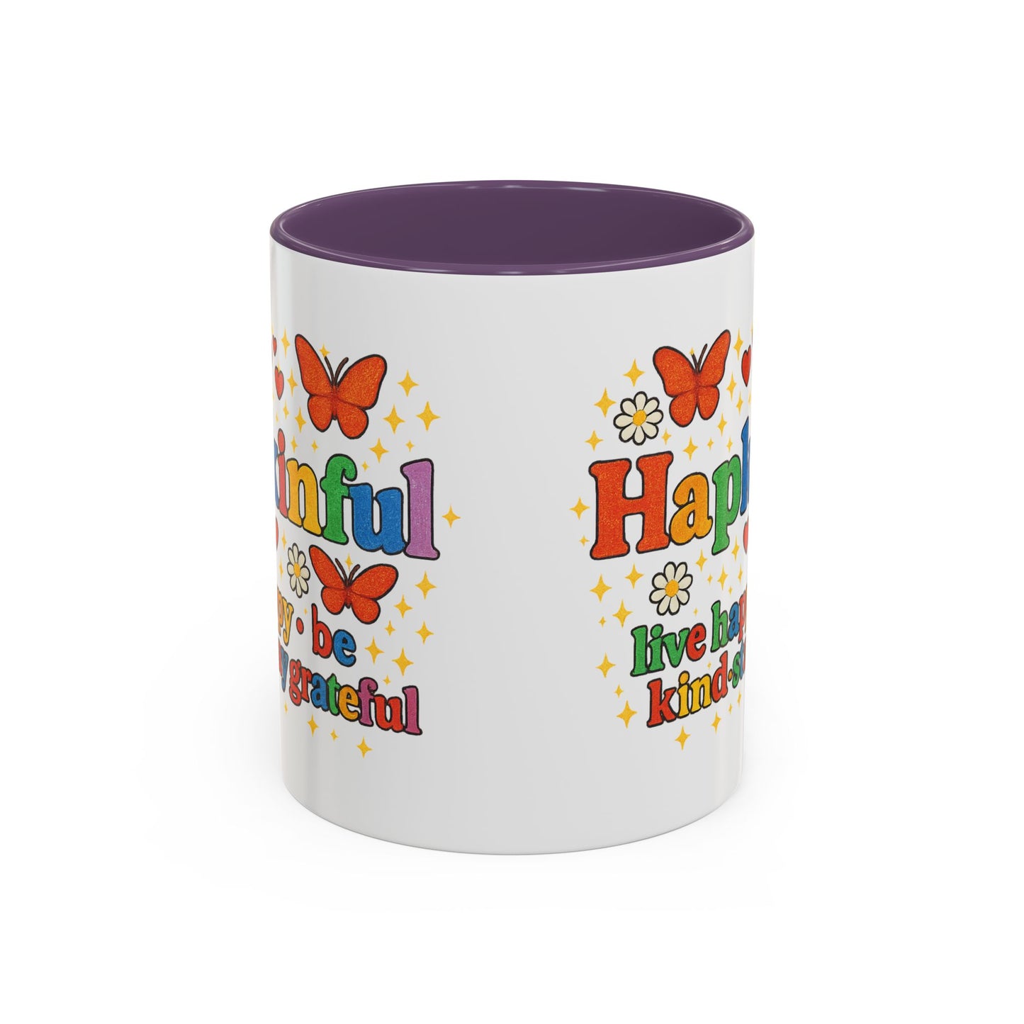 Happy Groovy Butterfly Mug - Hapkinful - Live Happy Be Kind Stay Grateful 11 oz 15 oz