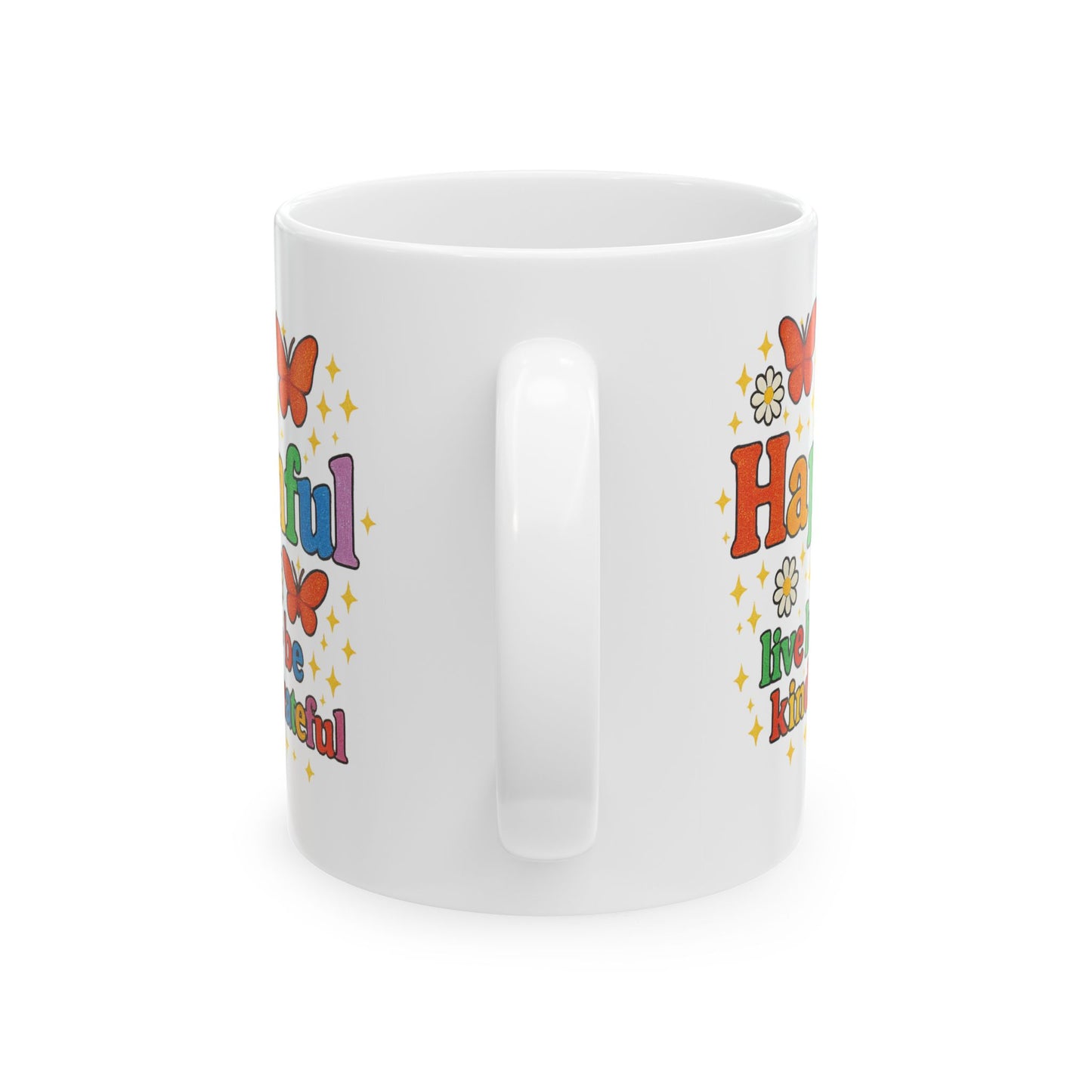 Happy Groovy Butterfly White Mug - Hapkinful - Live Happy. Be Kind. Stay Grateful