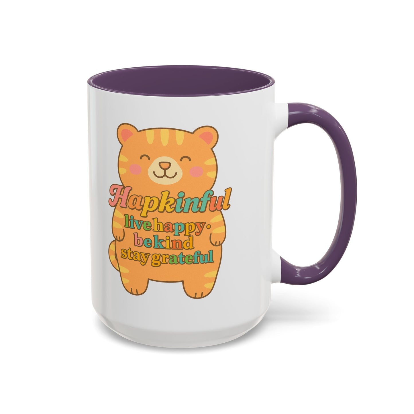 Happy Tiger Mug - Hapkinful Live Happy, Stay Grateful - Perfect Gift for Cat Lovers